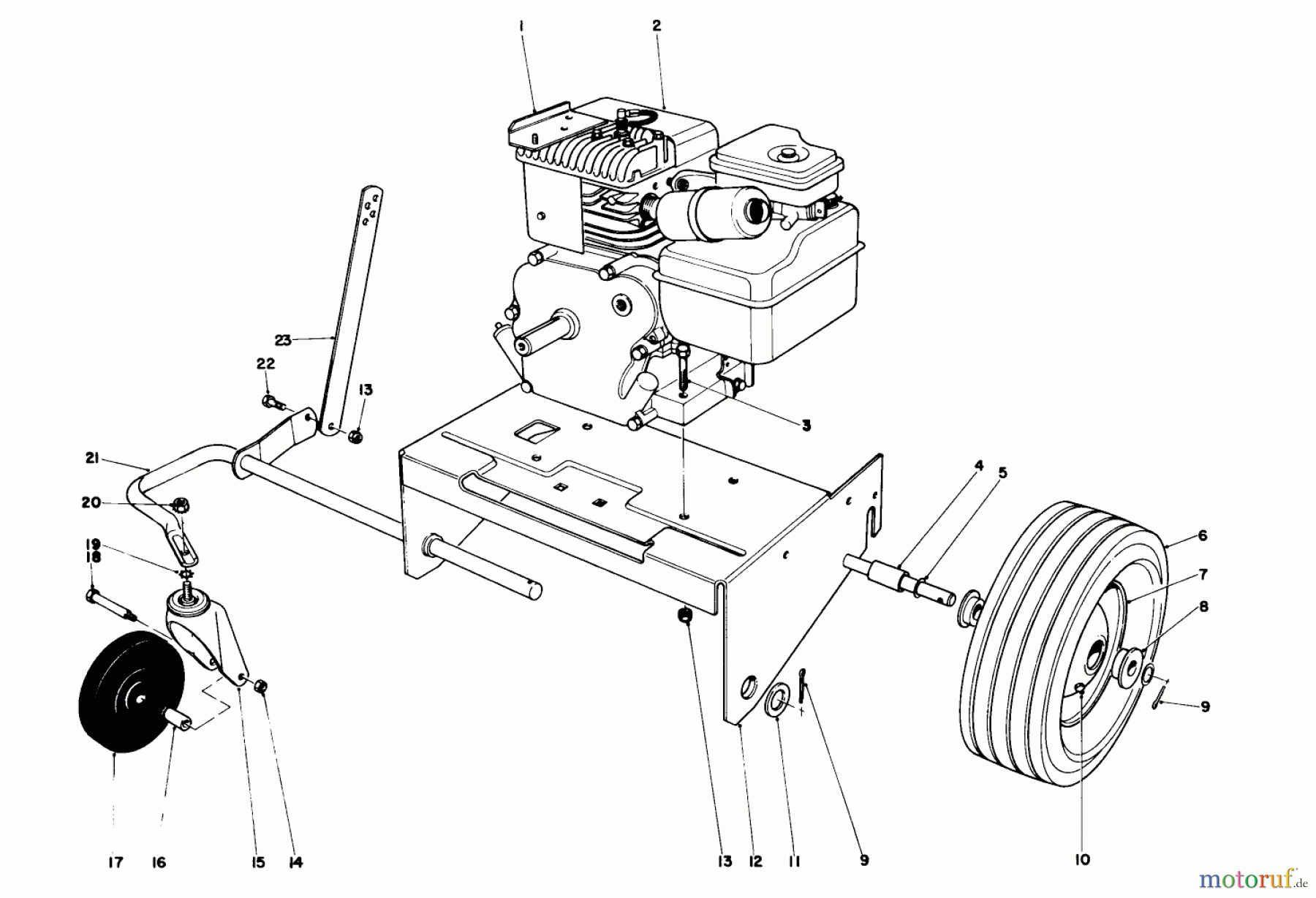  Laubbläser / Laubsauger 62933 - Toro 5 hp Lawn Blower (SN: 4000001 - 4999999) (1974) ENGINE AND BASE ASSEMBLY