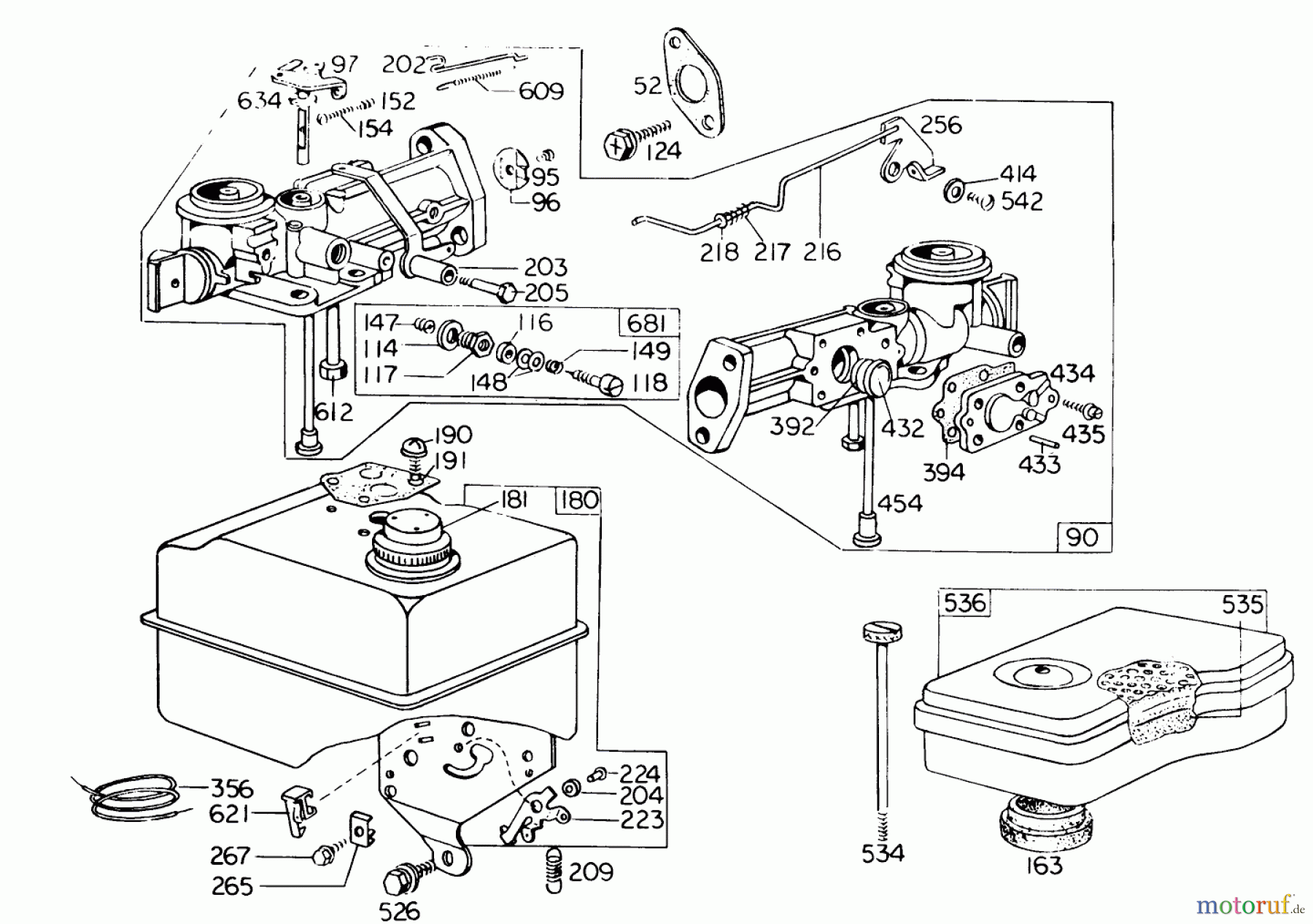  Laubbläser / Laubsauger 62933 - Toro 5 hp Lawn Blower (SN: 7000001 - 7999999) (1977) CARBURETOR ASSEMBLY