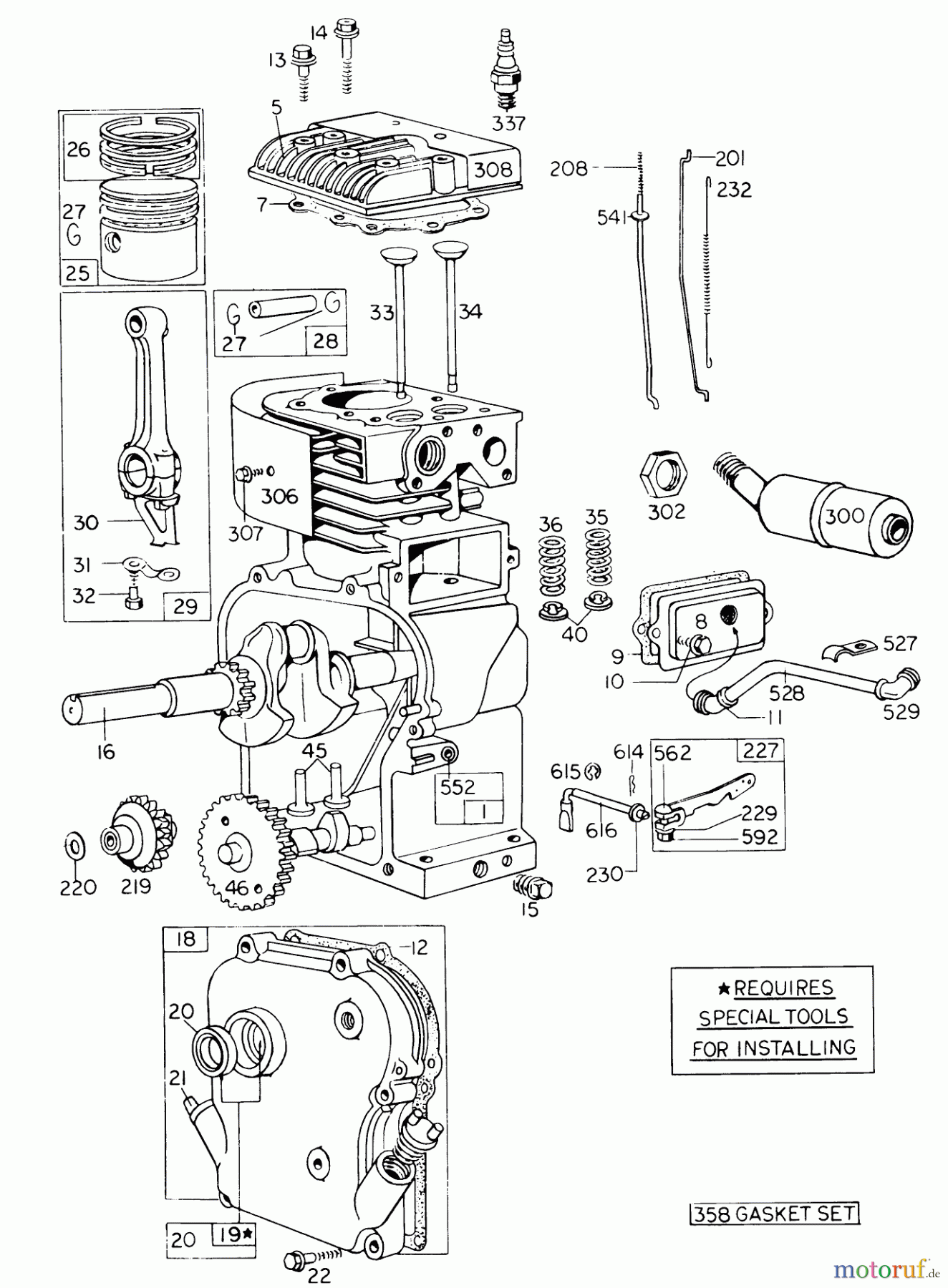  Laubbläser / Laubsauger 62933 - Toro 5 hp Lawn Blower (SN: 7000001 - 7999999) (1977) ENGINE MODEL NO. 130202 TYPE 0492-01 BRIGGS & STRATTON