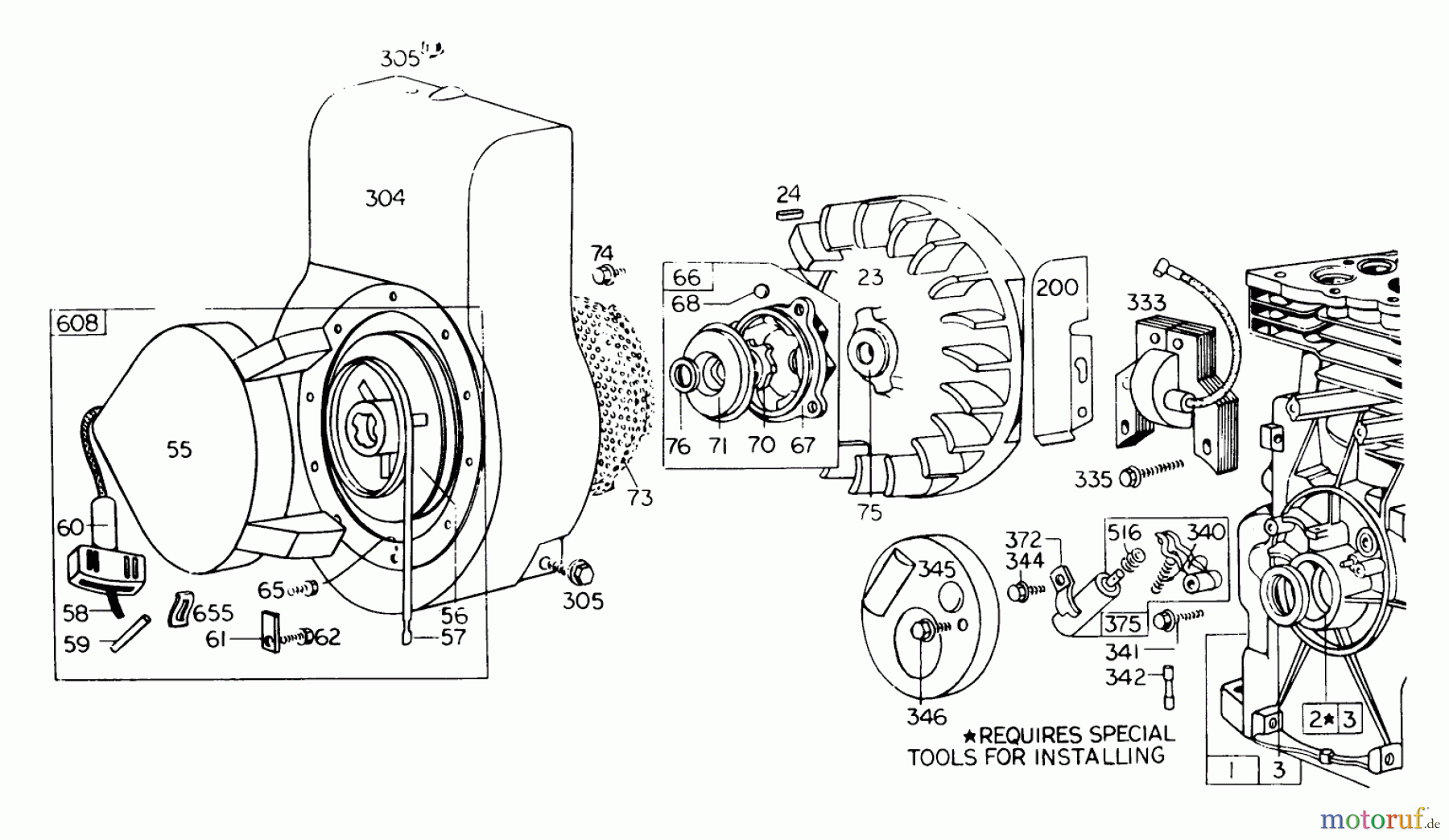  Laubbläser / Laubsauger 62933 - Toro 5 hp Lawn Blower (SN: 7000001 - 7999999) (1977) REWIND STARTER