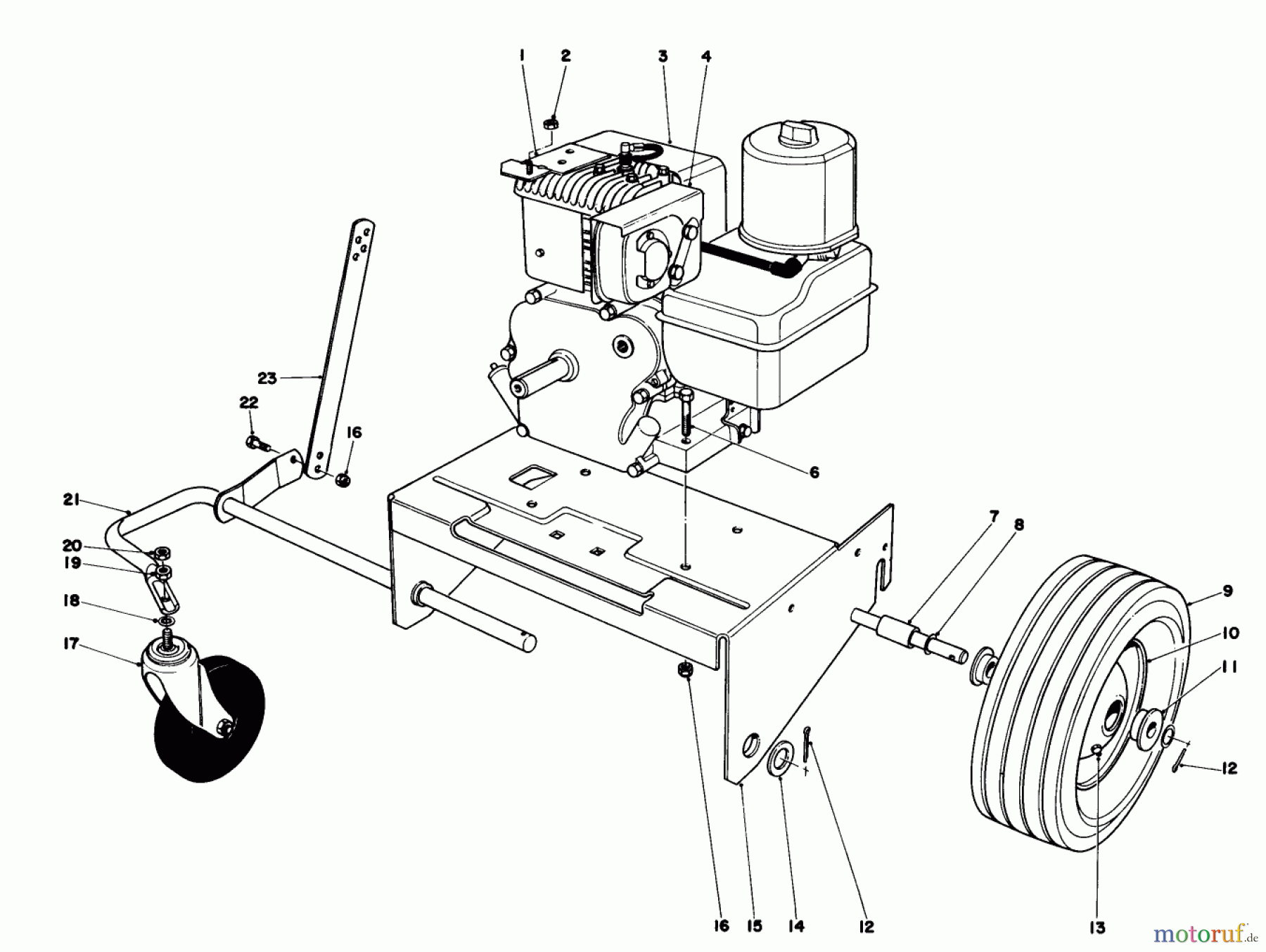  Laubbläser / Laubsauger 62933 - Toro 5 hp Lawn Blower (SN: 7000001 - 7999999) (1987) ENGINE AND BASE ASSEMBLY