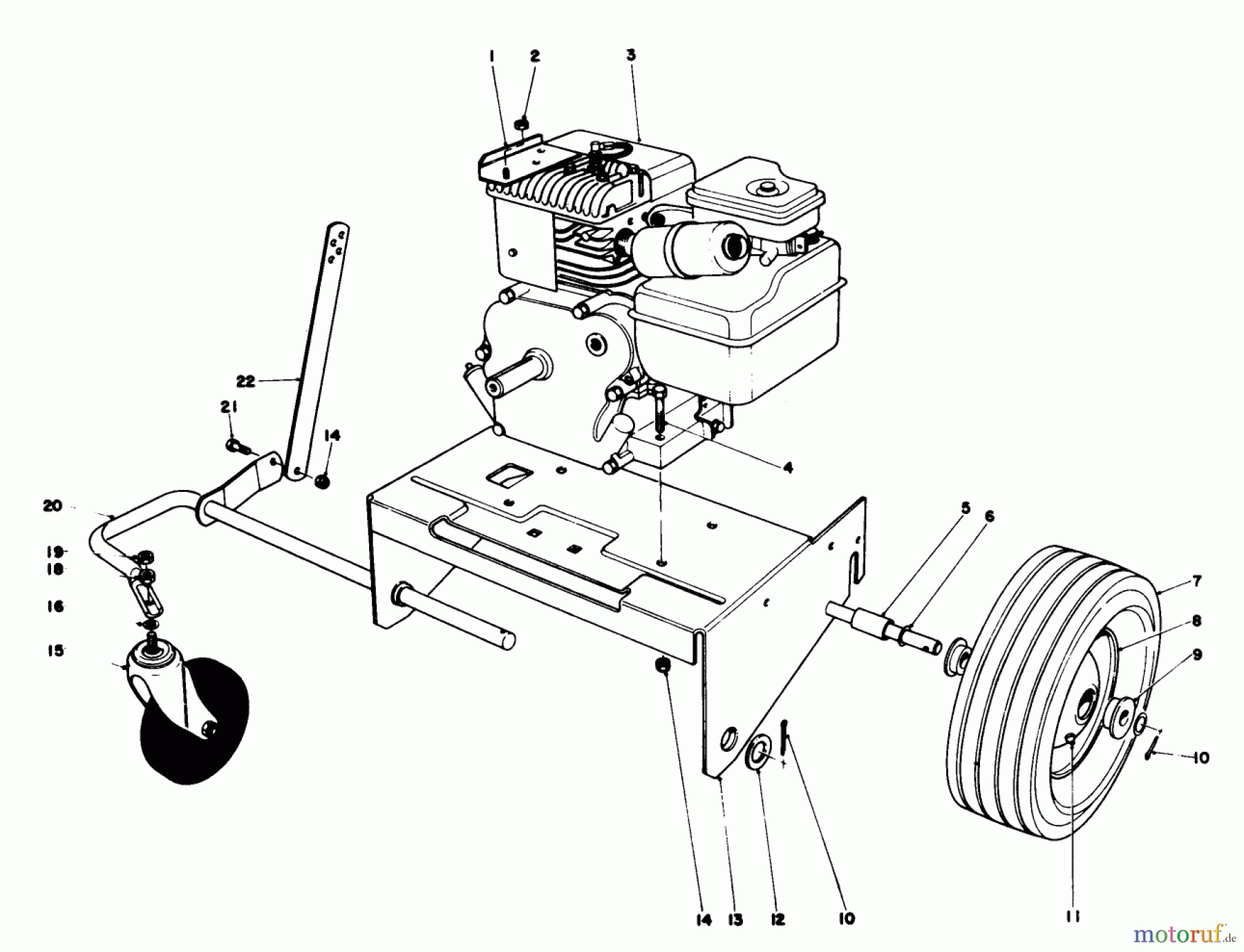  Laubbläser / Laubsauger 62933 - Toro 5 hp Lawn Blower (SN: 8000001 - 8999999) (1978) ENGINE AND BASE ASSEMBLY