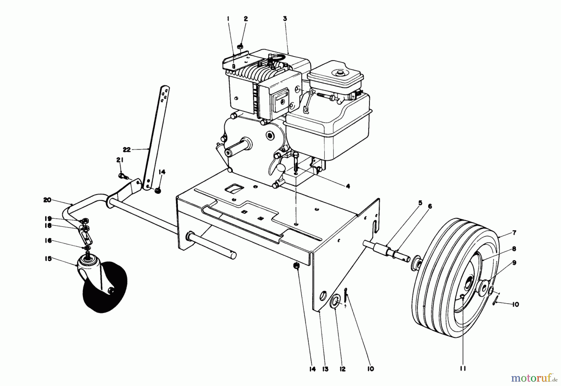  Laubbläser / Laubsauger 62933 - Toro 5 hp Lawn Blower (SN: 9000001 - 9999999) (1979) ENGINE AND BASE ASSEMBLY