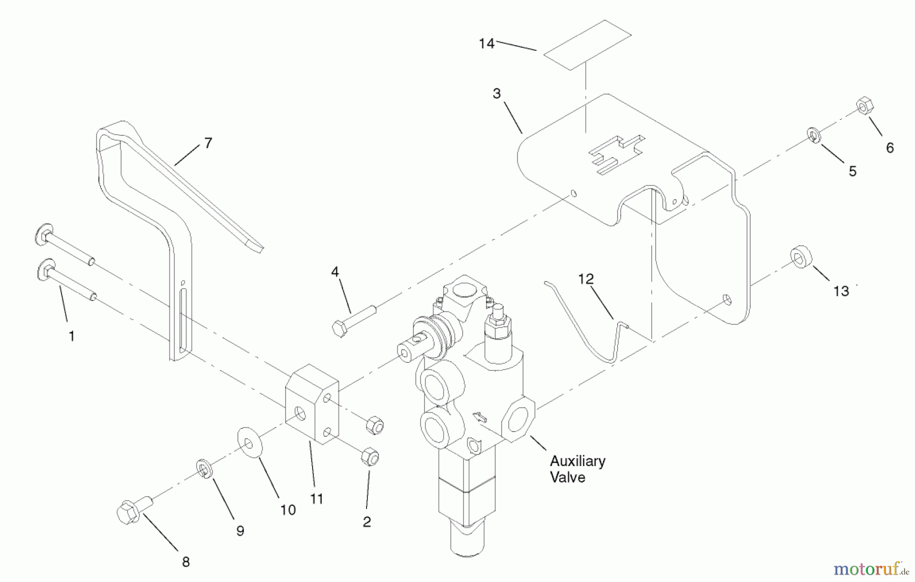  Compact Utility Attachments 22360 - Toro CE Kit, Dingo 320-D Compact Utility Loader (2002 & After) AUXILIARY VALVE CONTROL LEVER ASSEMBLY