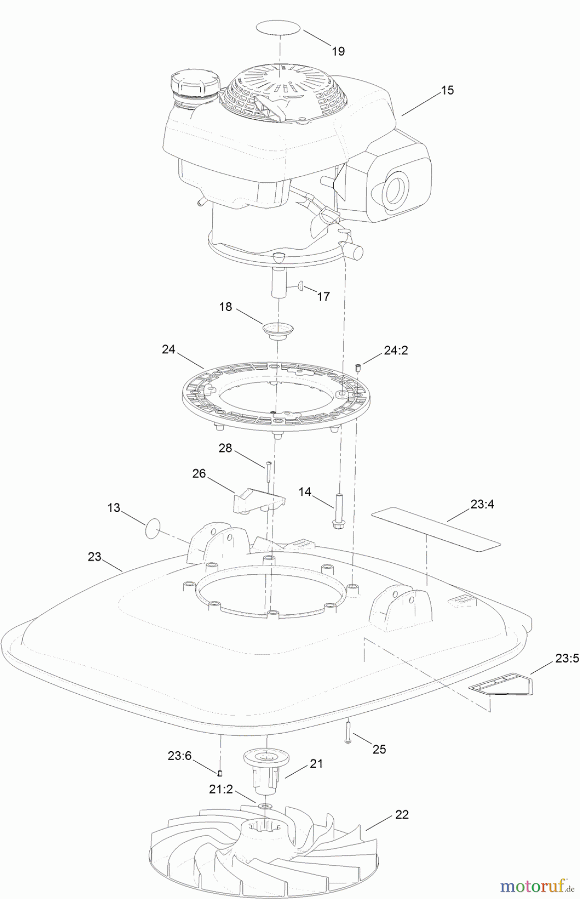  Rasenmäher 02604 - Toro HoverPro 500 Machine (SN: 314000001 - 314999999) (2014) ENGINE AND DECK ASSEMBLY