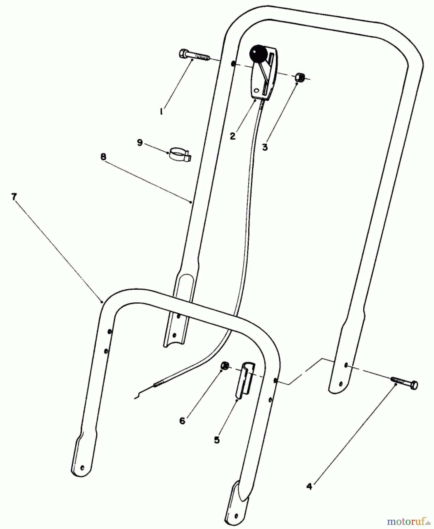  Rasenmäher 22005 - Toro Walk-Behind Mower (SN: 9000001 - 9999999) (1989) HANDLE ASSEMBLY