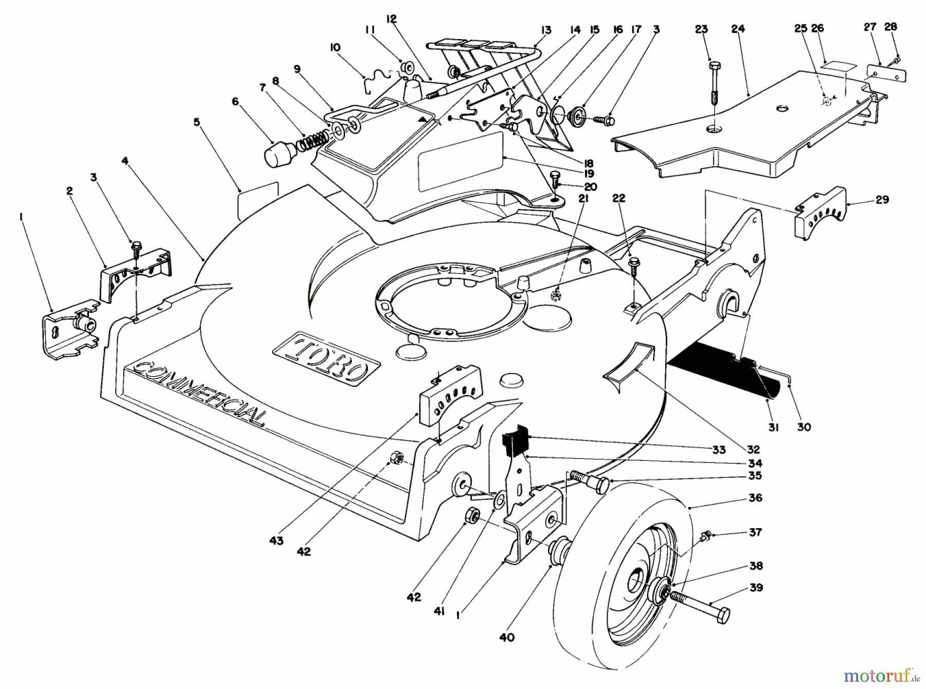  Rasenmäher 22015 - Toro Walk-Behind Mower (SN: 4000001 - 4999999) (1984) HOUSING ASSEMBLY (MODEL 22020)