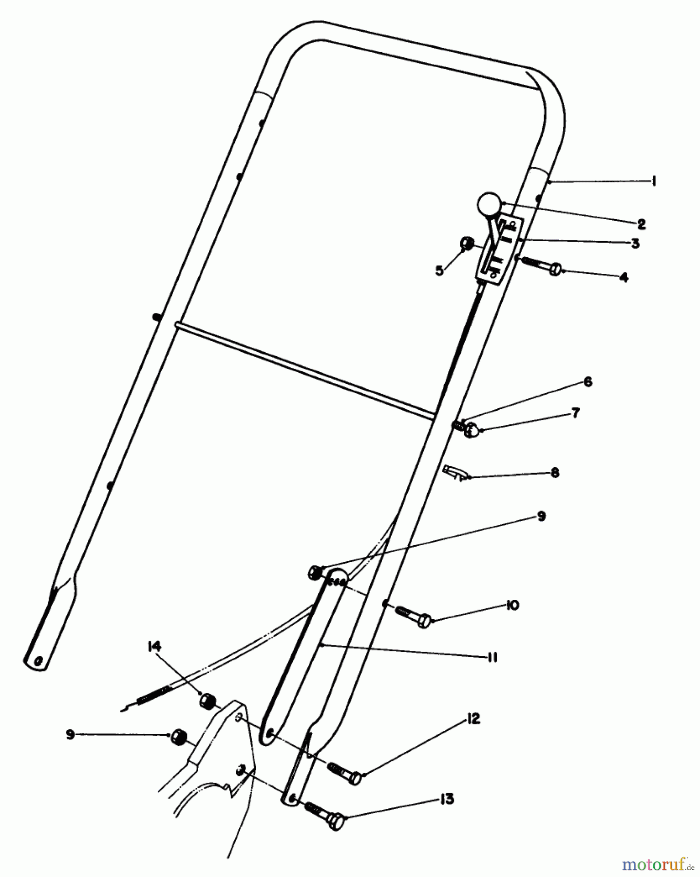  Rasenmäher 22020 - Toro Walk-Behind Mower (SN: 5000001 - 5999999) (1985) HANDLE ASSEMBLY (MODEL 22015)