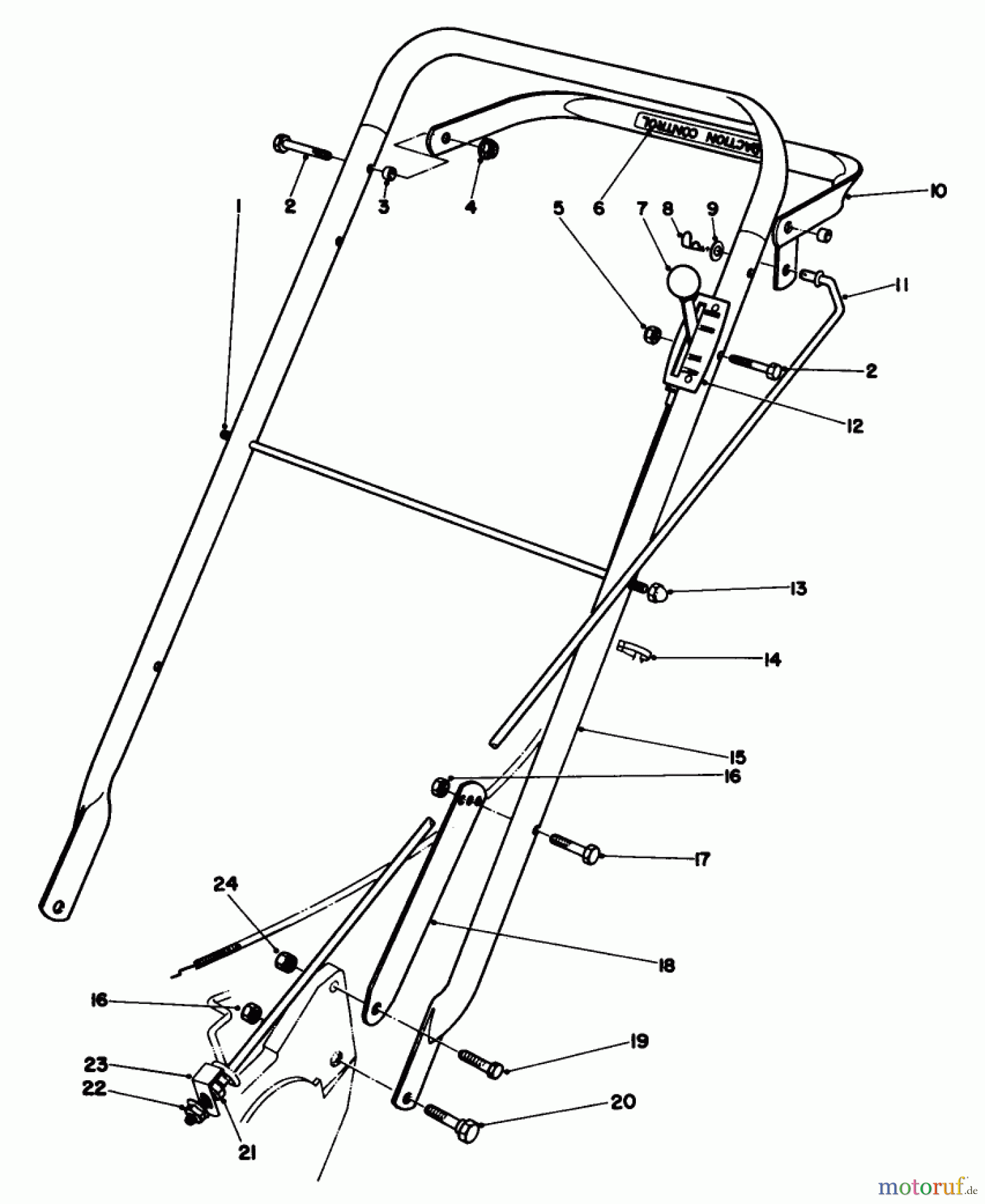  Rasenmäher 22015 - Toro Walk-Behind Mower (SN: 5000001 - 5999999) (1985) HANDLE ASSEMBLY (MODEL 22020)