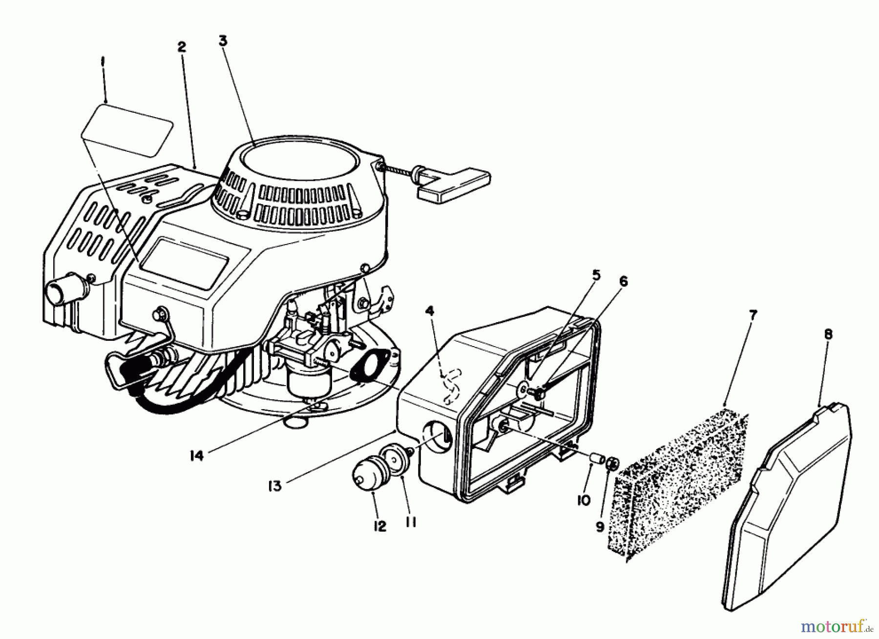  Rasenmäher 22025 - Toro Walk-Behind Mower (SN: 0000001 - 0999999) (1990) ENGINE ASSEMBLY