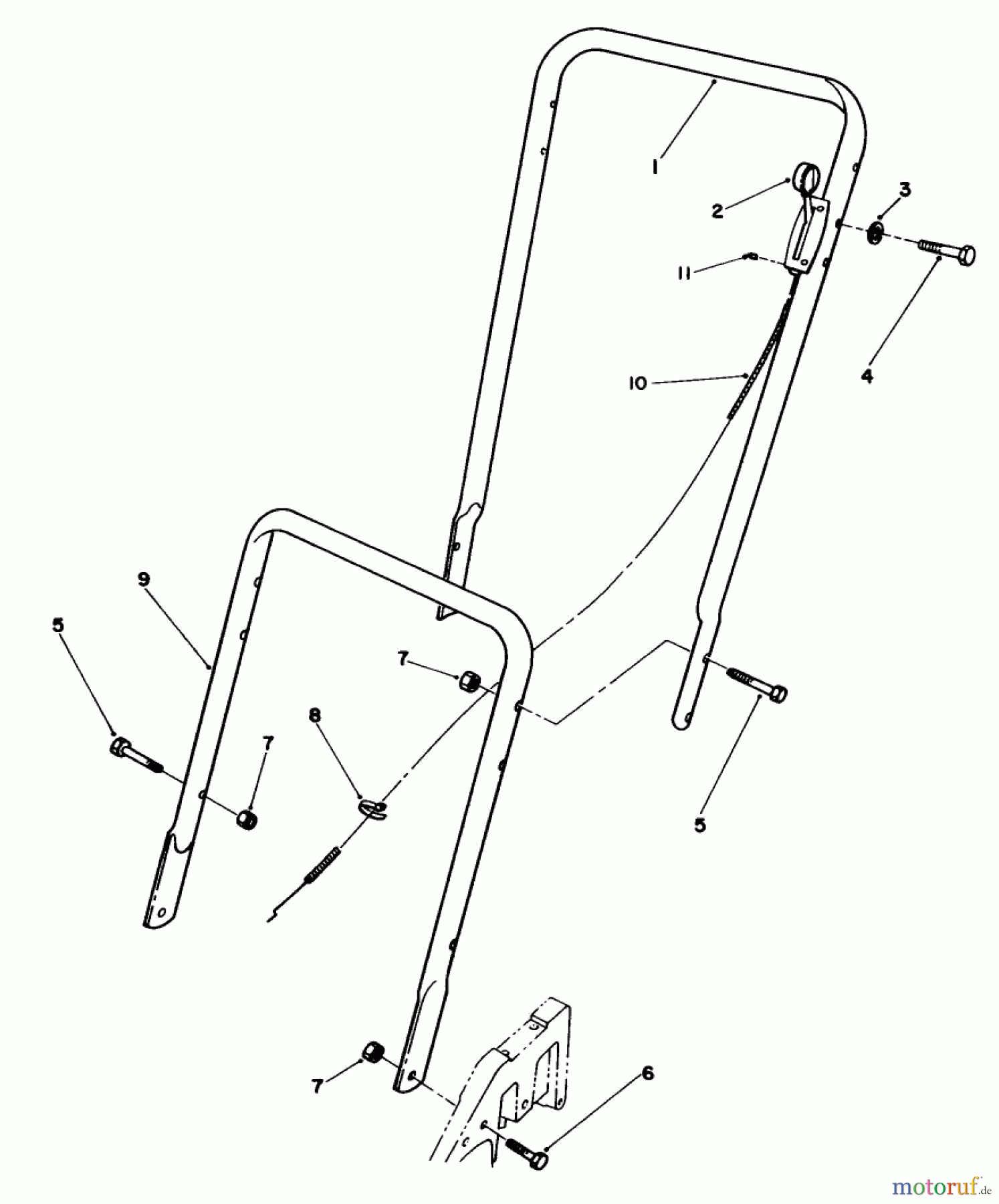  Rasenmäher 22025 - Toro Walk-Behind Mower (SN: 0000001 - 0999999) (1990) HANDLE ASSEMBLY