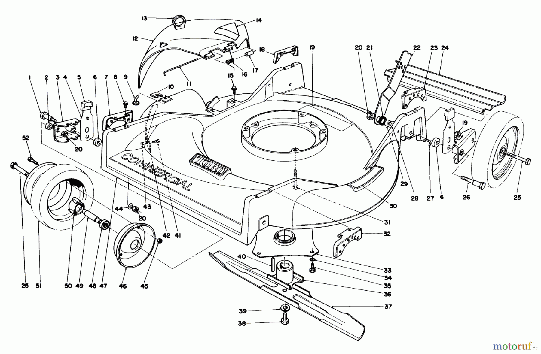  Rasenmäher 22025 - Toro Walk-Behind Mower (SN: 0000001 - 0999999) (1990) HOUSING & WHEEL ASSEMBLY