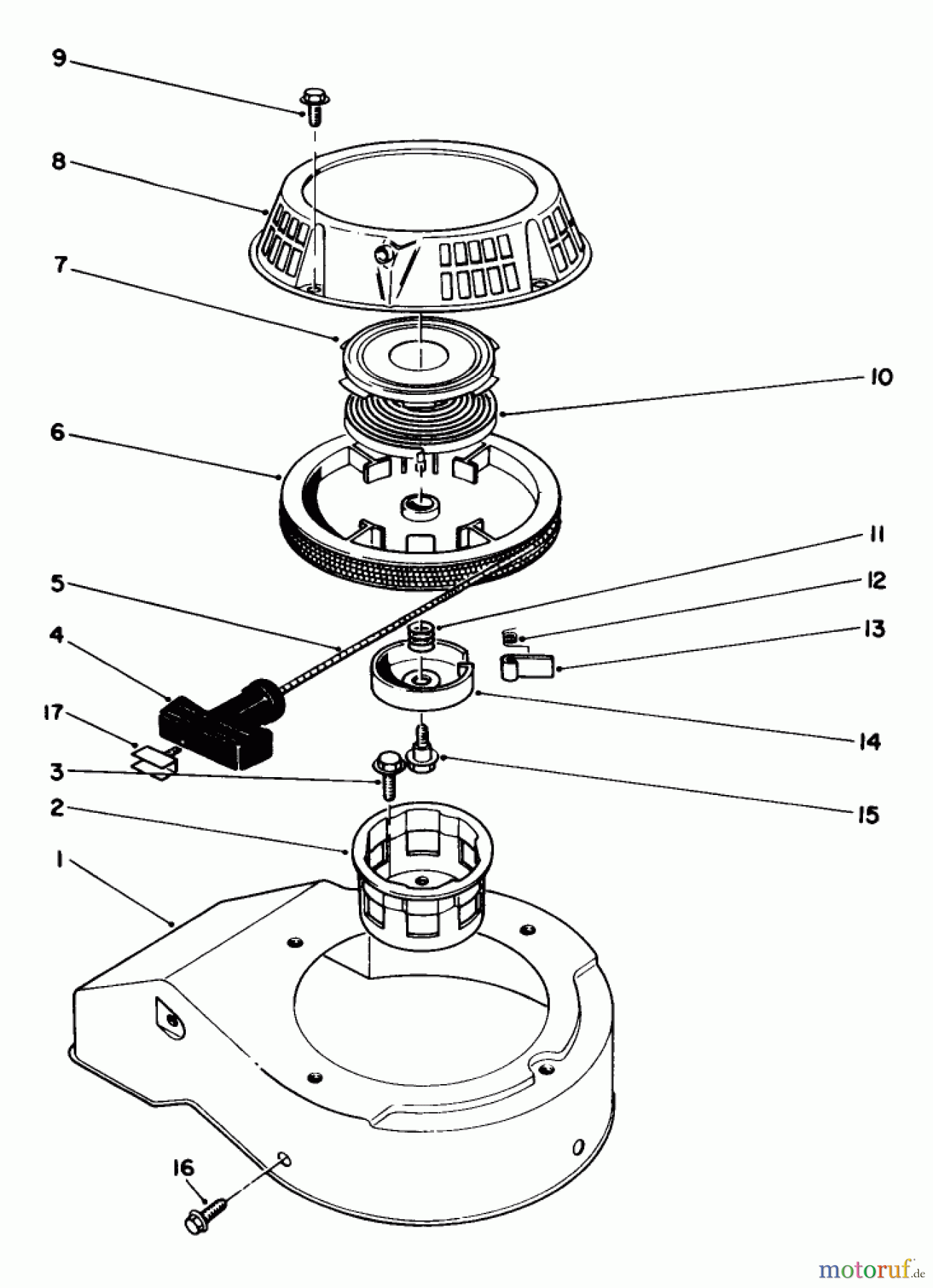  Rasenmäher 22025 - Toro Walk-Behind Mower (SN: 0000001 - 0999999) (1990) RECOIL ASSEMBLY (MODEL NO. 47PK9-3)