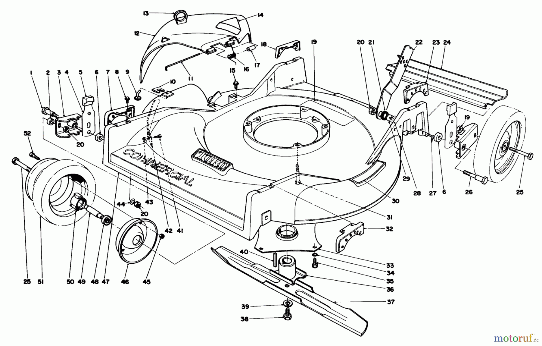  Rasenmäher 22025 - Toro Walk-Behind Mower (SN: 1000001 - 1999999) (1991) HOUSING & WHEEL ASSEMBLY