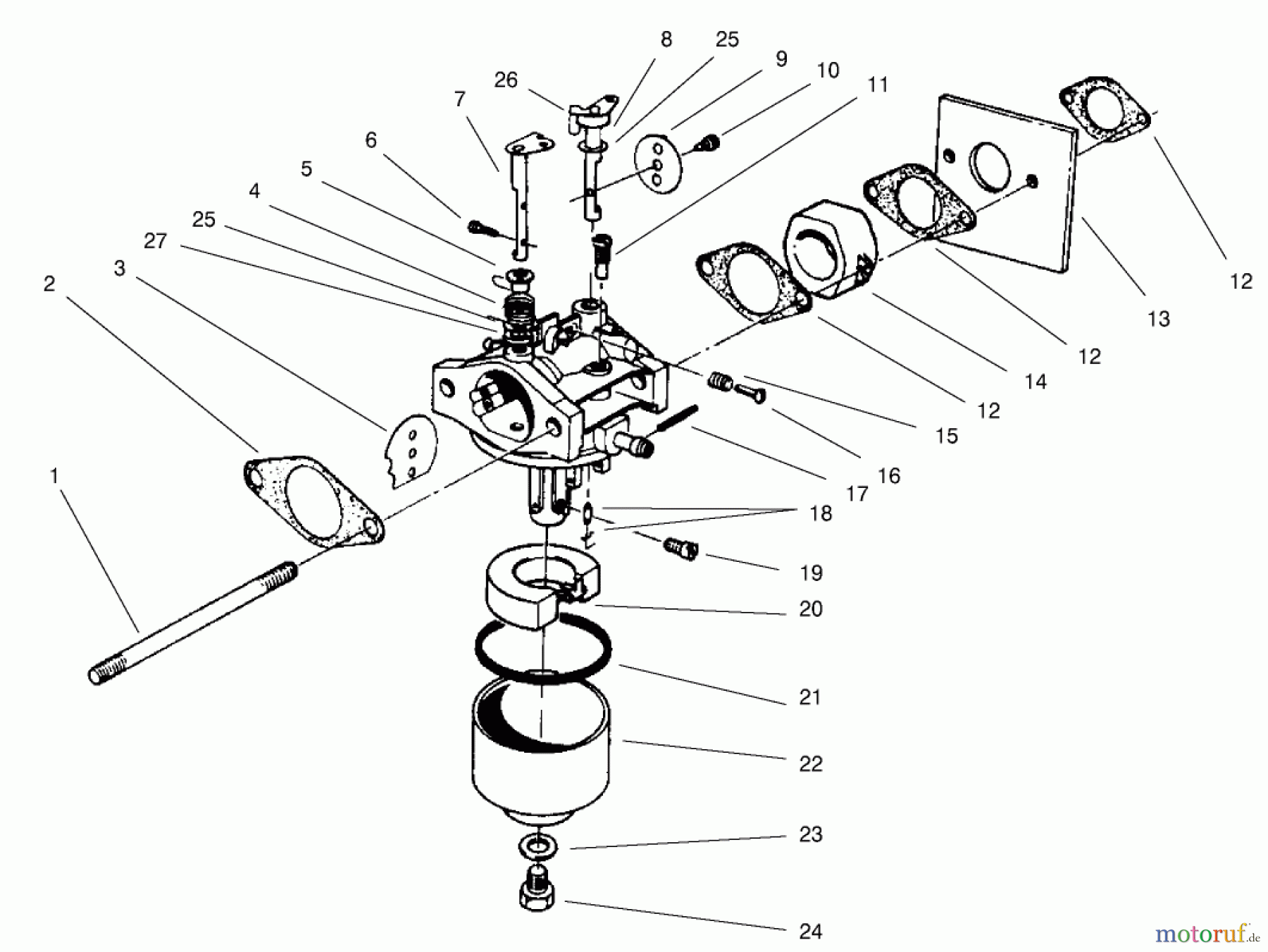  Rasenmäher 22026 - Toro Side Discharge Mower (SN: 220000001 - 220999999) (2002) CARBURETOR ASSEMBLY