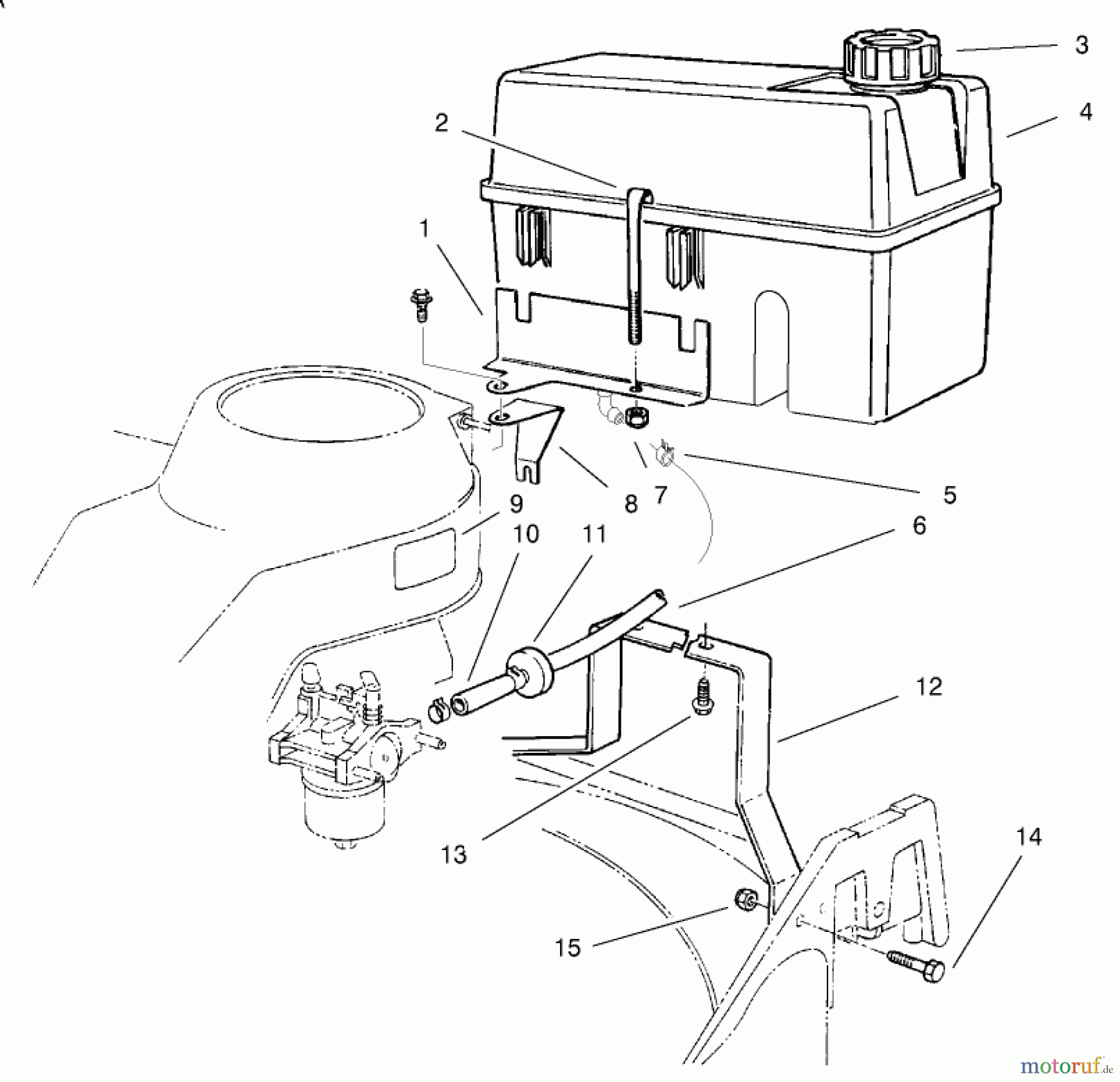  Rasenmäher 22026 - Toro Side Discharge Mower (SN: 220000001 - 220999999) (2002) FUEL TANK ASSEMBLY