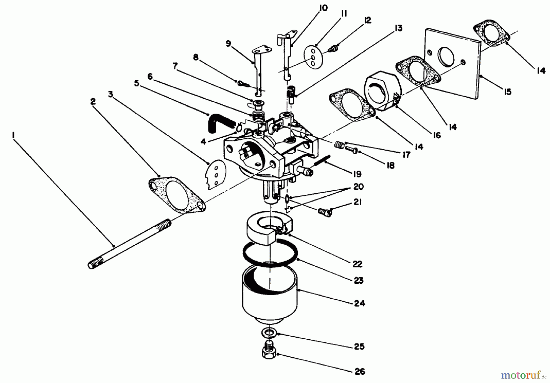  Rasenmäher 22030 - Toro Walk-Behind Mower (SN: 0000001 - 0999999) (1990) CARBURETOR ASSEMBLY (MODEL NO. 47PK9-3)