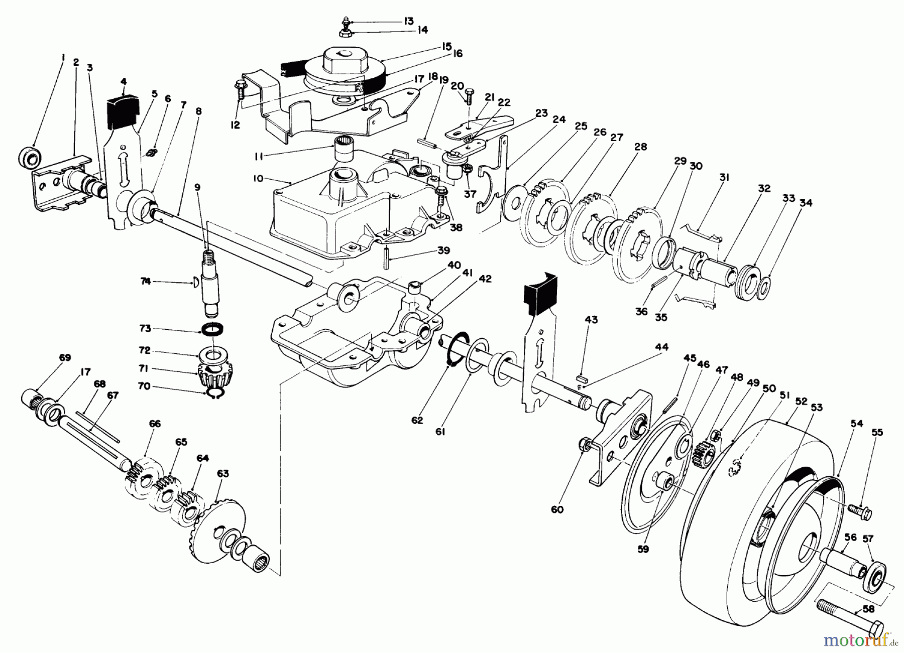  Rasenmäher 22030 - Toro Walk-Behind Mower (SN: 7000001 - 7999999) (1987) GEAR CASE ASSEMBLY (MODEL 22035)