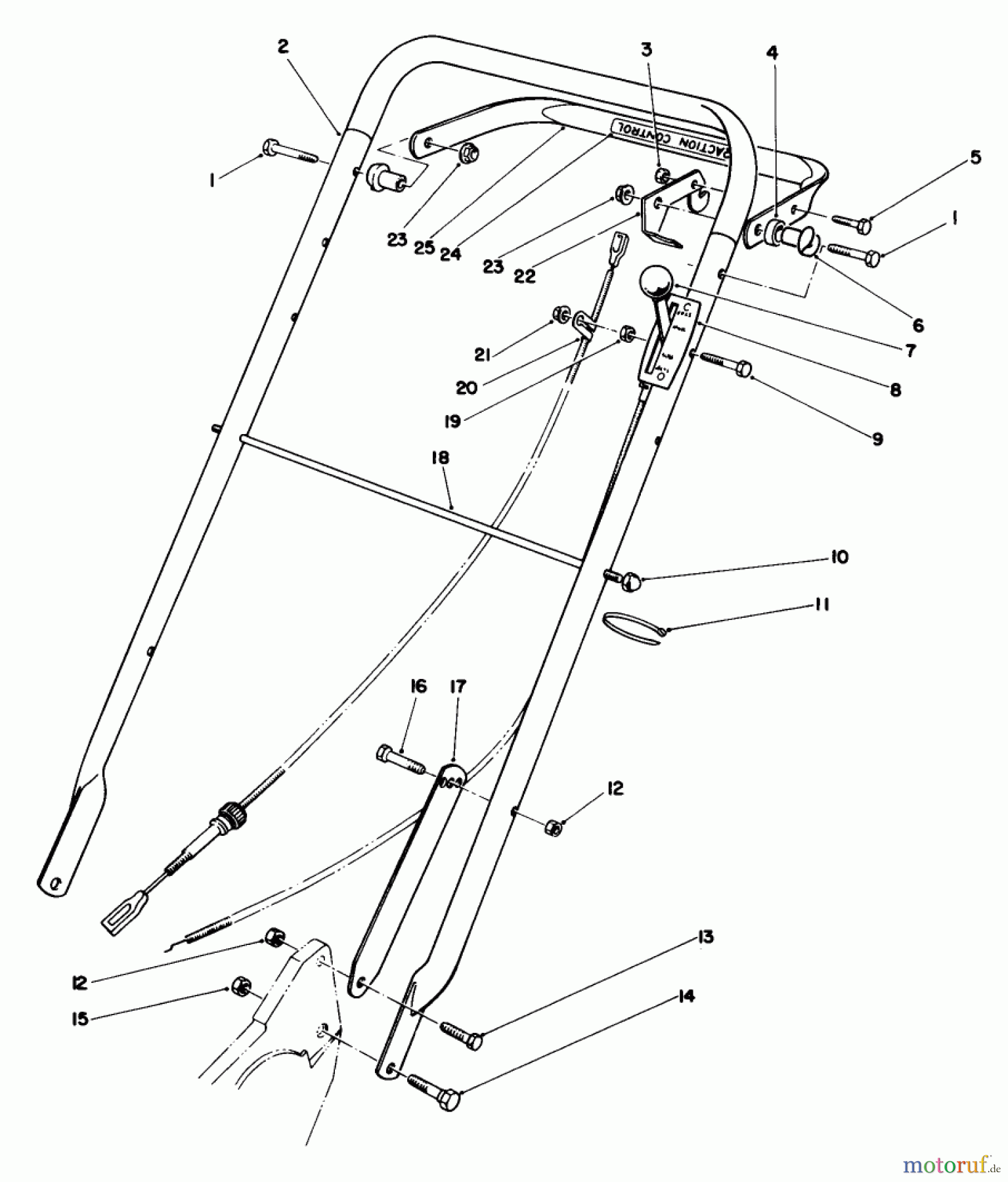  Rasenmäher 22030 - Toro Walk-Behind Mower (SN: 7000001 - 7999999) (1987) HANDLE ASSEMBLY (MODEL 22035)