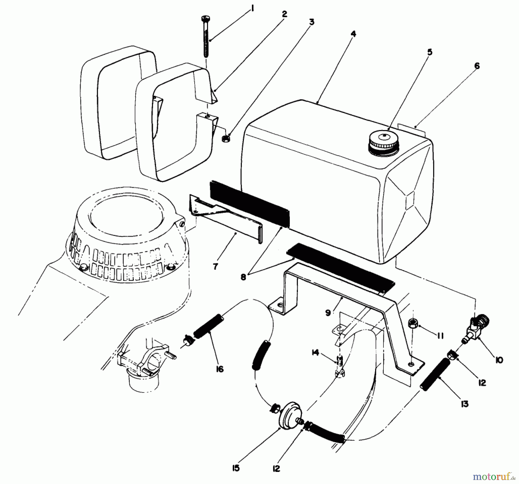  Rasenmäher 22030 - Toro Walk-Behind Mower (SN: 9000001 - 9999999) (1989) GAS TANK ASSEMBLY