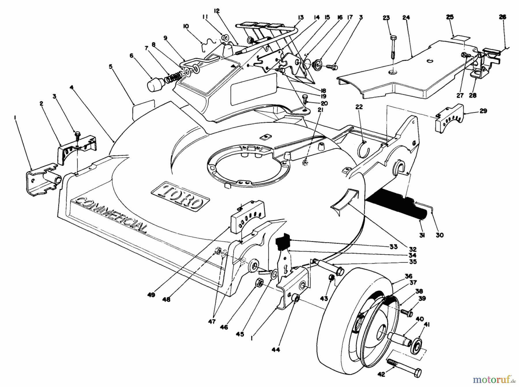  Rasenmäher 22030 - Toro Walk-Behind Mower (SN: 9000001 - 9999999) (1989) HOUSING ASSEMBLY (MODEL 22035)