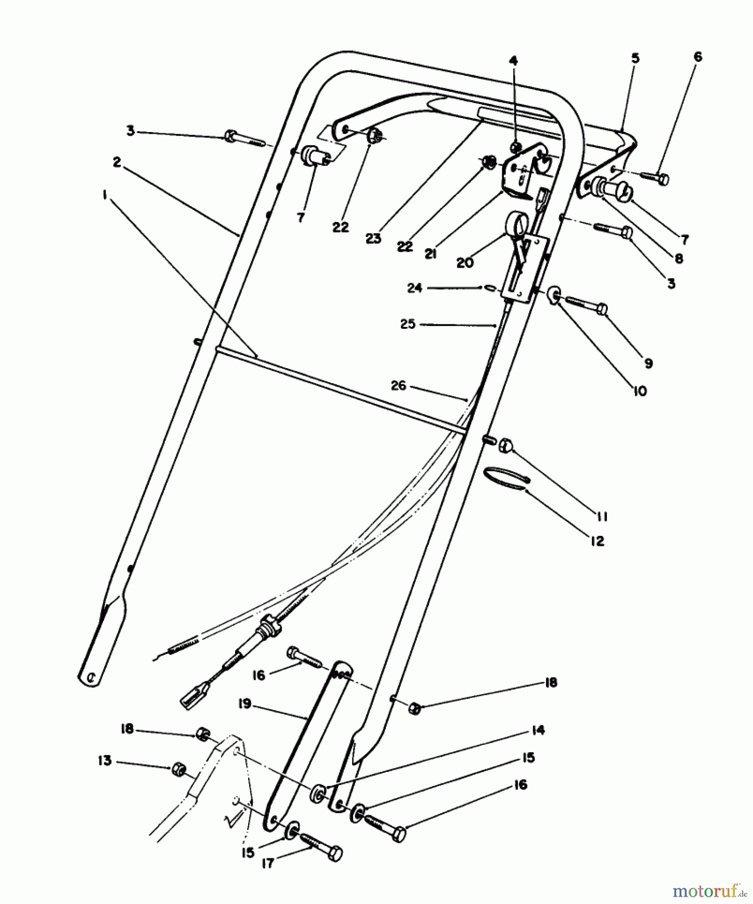  Rasenmäher 22036 - Toro Walk-Behind Mower (SN: 1000001 - 1999999) (1991) HANDLE ASSEMBLY