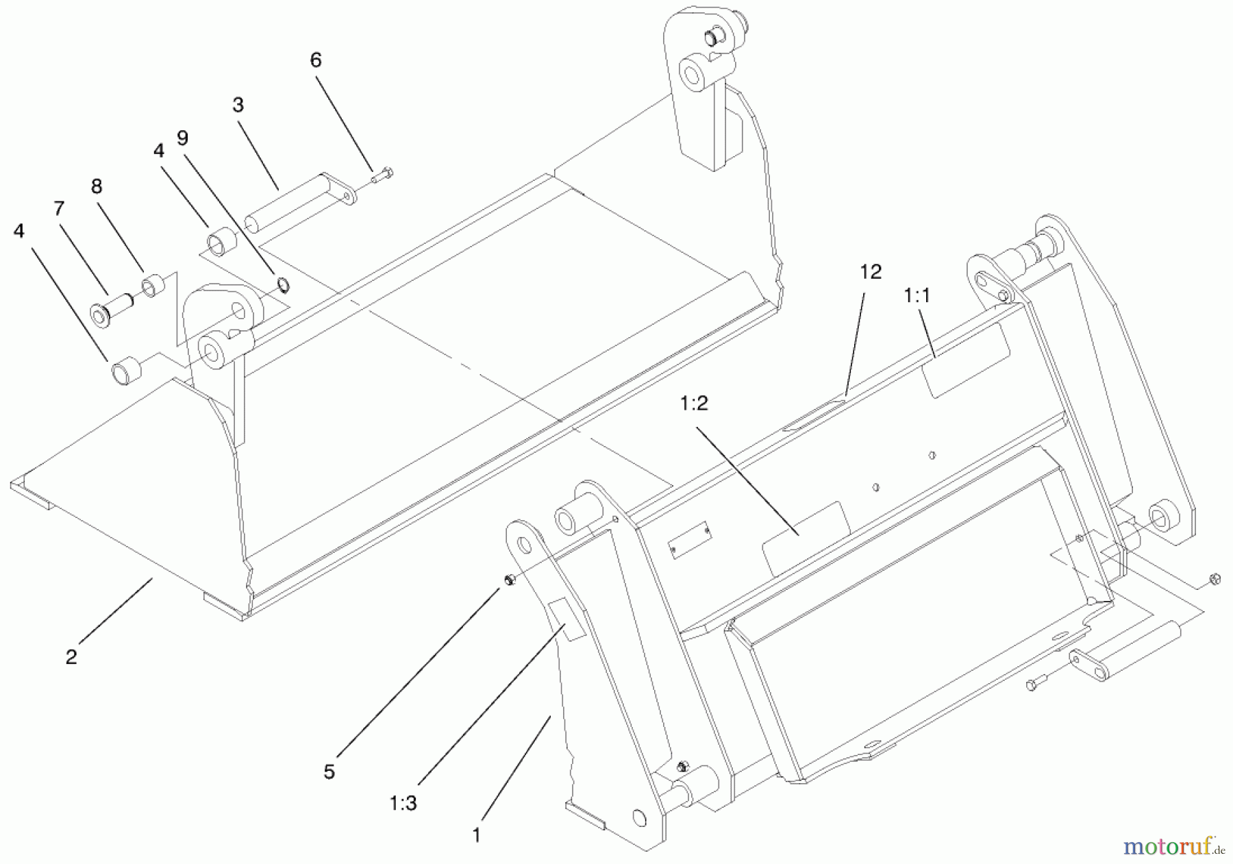  Compact Utility Attachments 22411 - Toro Four-In-One Bucket, Dingo Compact Utility Loader (SN: 890001 - 899999) (1998) BUCKEY ASSEMBLY