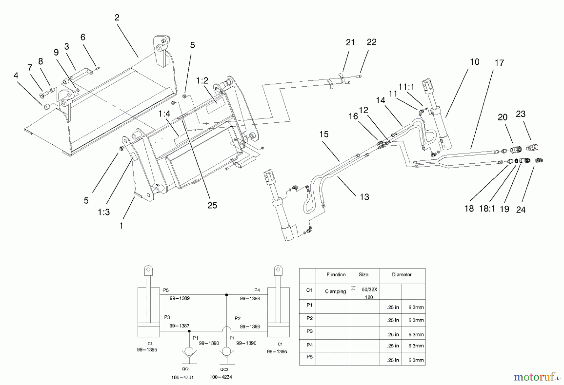  Compact Utility Attachments 22411 - Toro Four-In-One Bucket, Dingo Compact Utility Loader (SN: 200000201 - 200999999) (2000) 4 IN 1 BUCKET ASSEMBLY