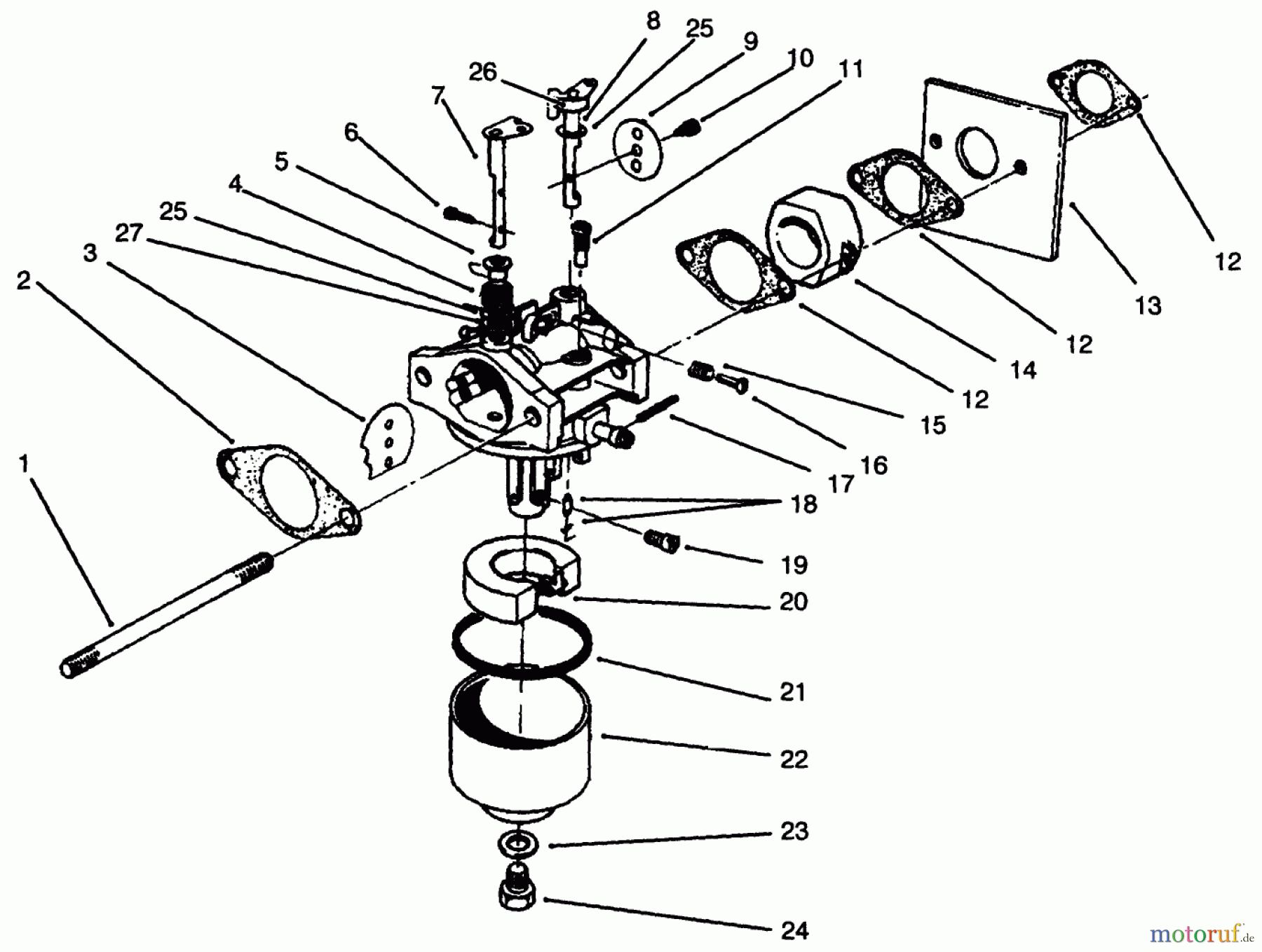  Rasenmäher 22037BC - Toro Walk-Behind Mower (SN: 5900001 - 5999999) (1995) CARBURETOR ASSEMBLY (MODEL NO. 47PR4-3)