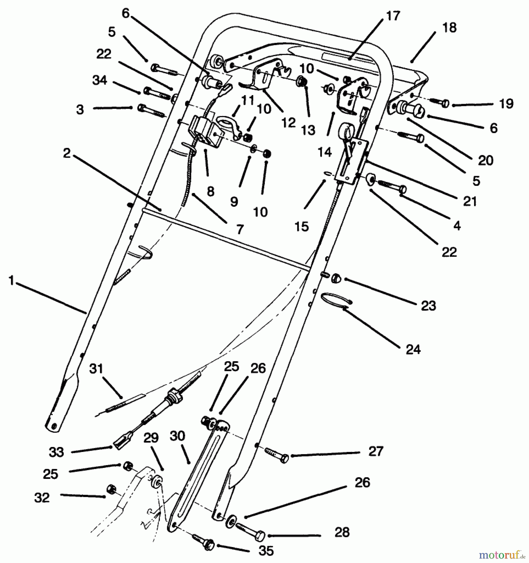  Rasenmäher 22037BC - Toro Walk-Behind Mower (SN: 5900001 - 5999999) (1995) HANDLE ASSEMBLY