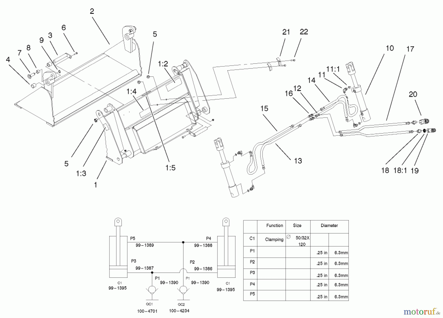  Compact Utility Attachments 22411 - Toro Four-In-One Bucket, Dingo Compact Utility Loader (SN: 210000001 - 210999999) (2001) 4 IN 1 BUCKET ASSEMBLY