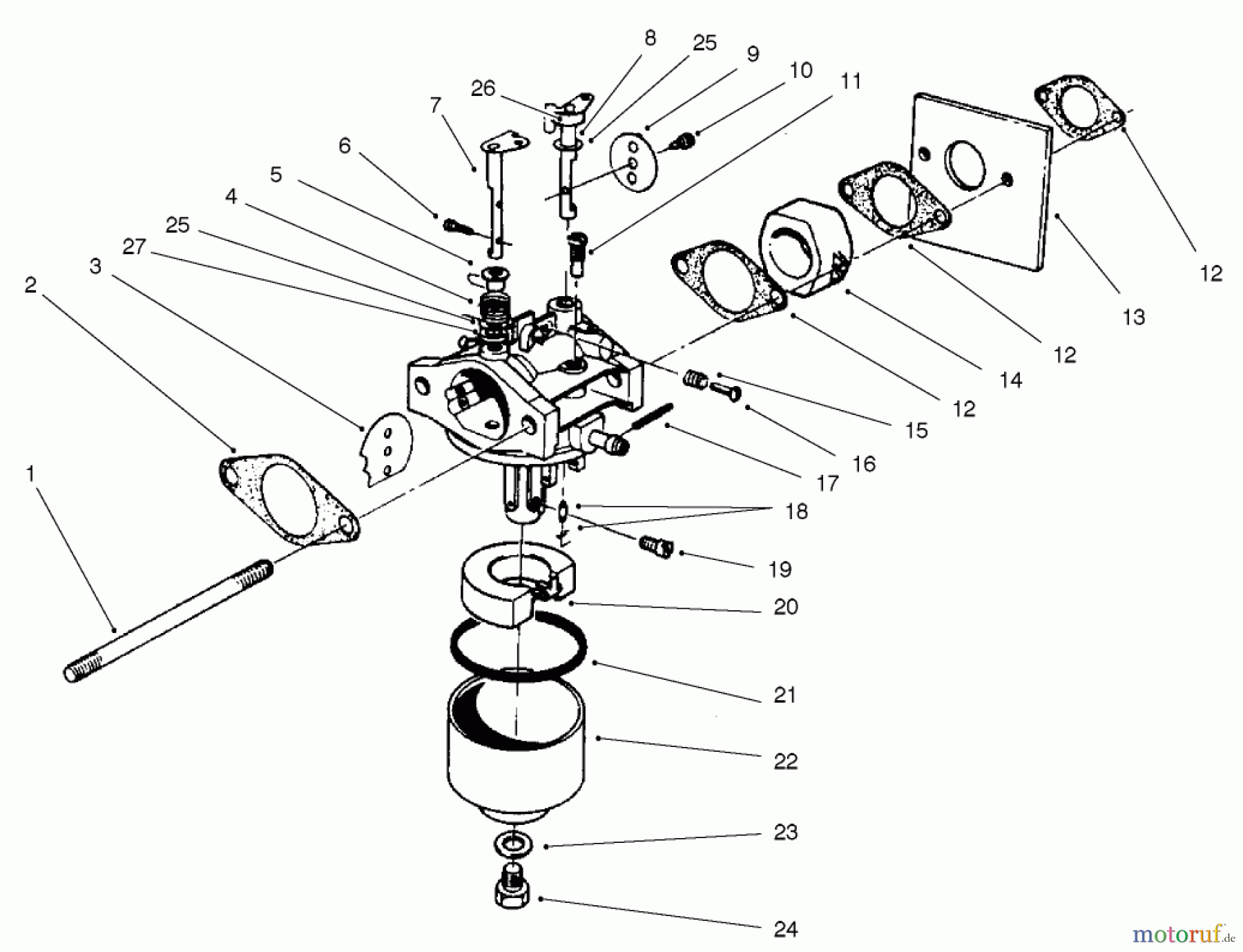  Rasenmäher 22038 - Toro 53cm Walk-Behind Mower (SN: 230000001 - 230999999) (2003) CARBURETOR ASSEMBLY