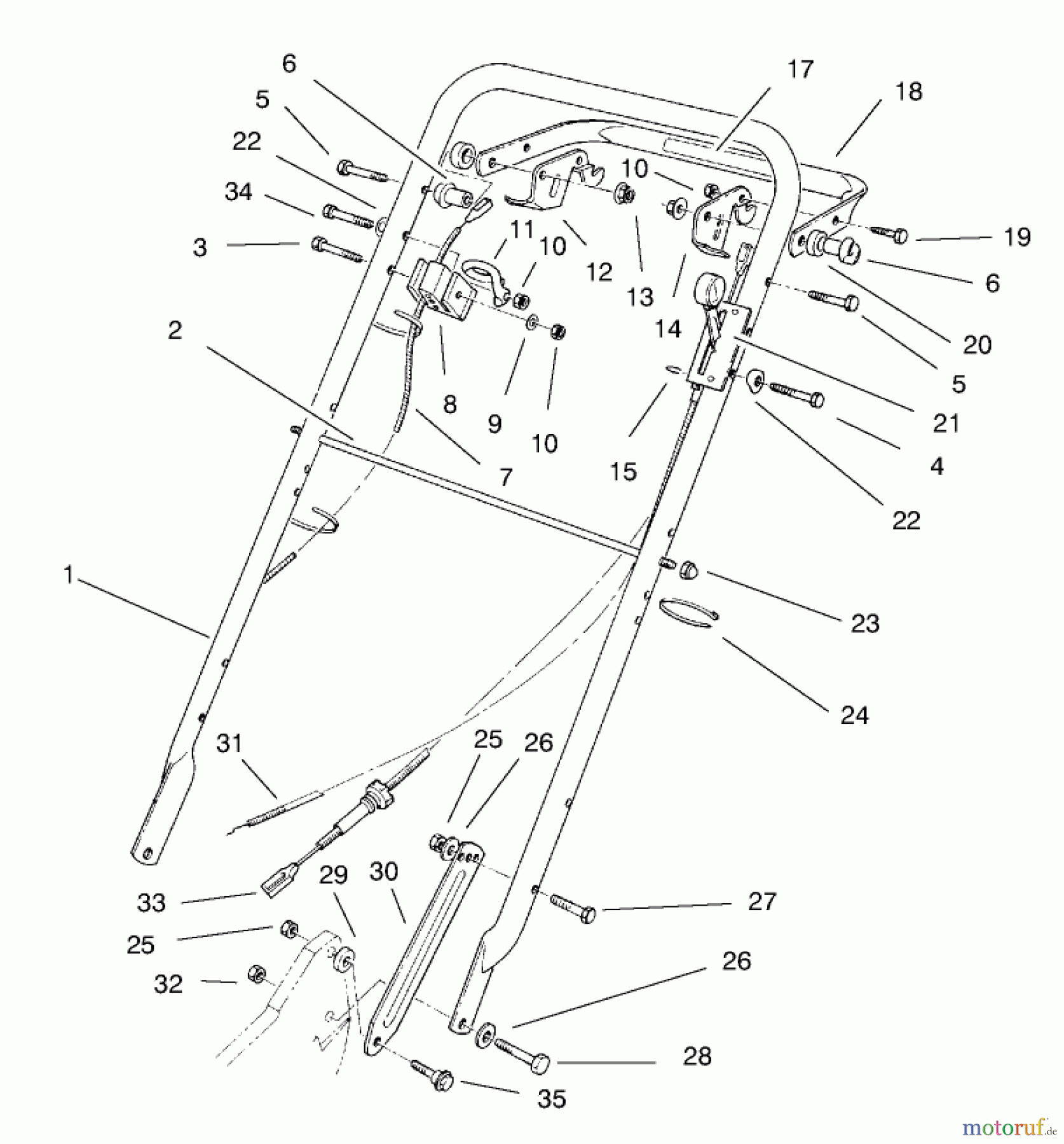  Rasenmäher 22040 - Toro Recycler Walk-Behind Mower (SN: 9900001 - 9999999) (1999) HANDLE ASSEMBLY