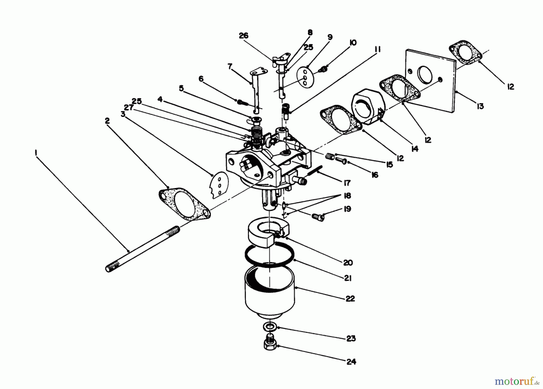  Rasenmäher 22580 - Toro Walk-Behind Mower (SN: 1000001 - 1999999) (1991) CARBURETOR ASSEMBLY (MODEL NO. 47PL0-3)