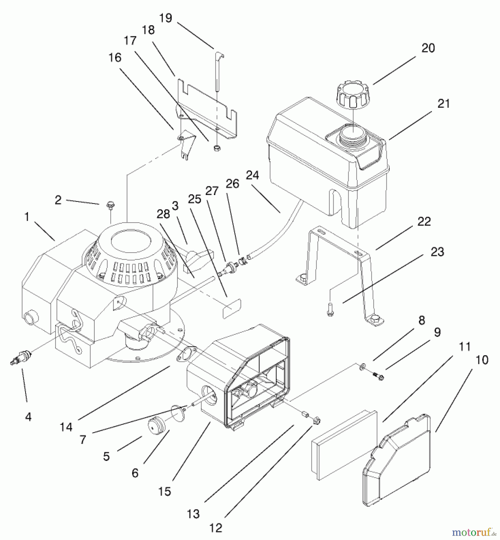  Rasenmäher 22043 - Toro Recycler Mower (SN: 200000001 - 200999999) (2000) ENGINE & FUEL TANK ASSEMBLY