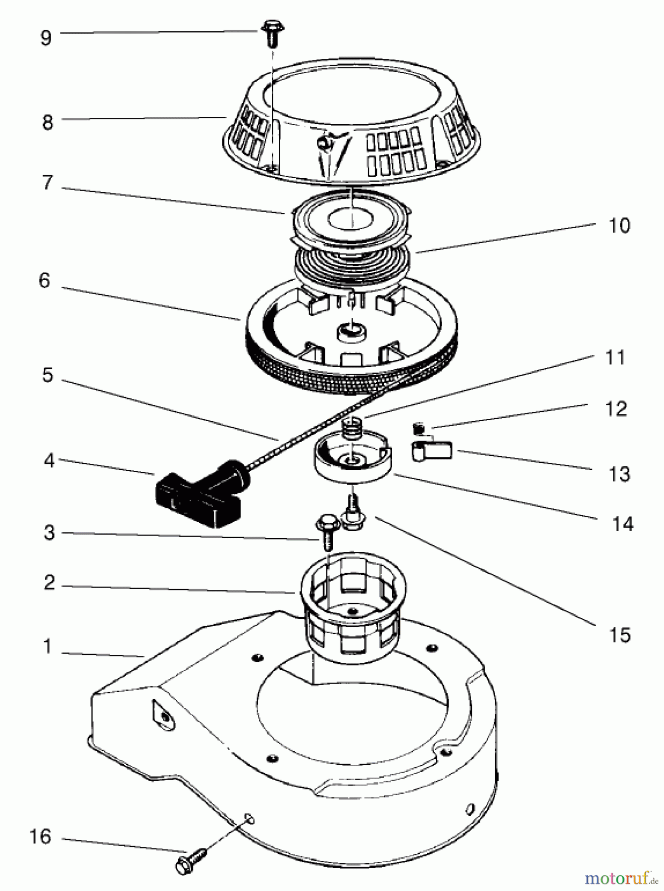  Rasenmäher 22043 - Toro Recycler Mower (SN: 200000001 - 200999999) (2000) RECOIL ASSEMBLY (MODEL NO. 47PT7-7)