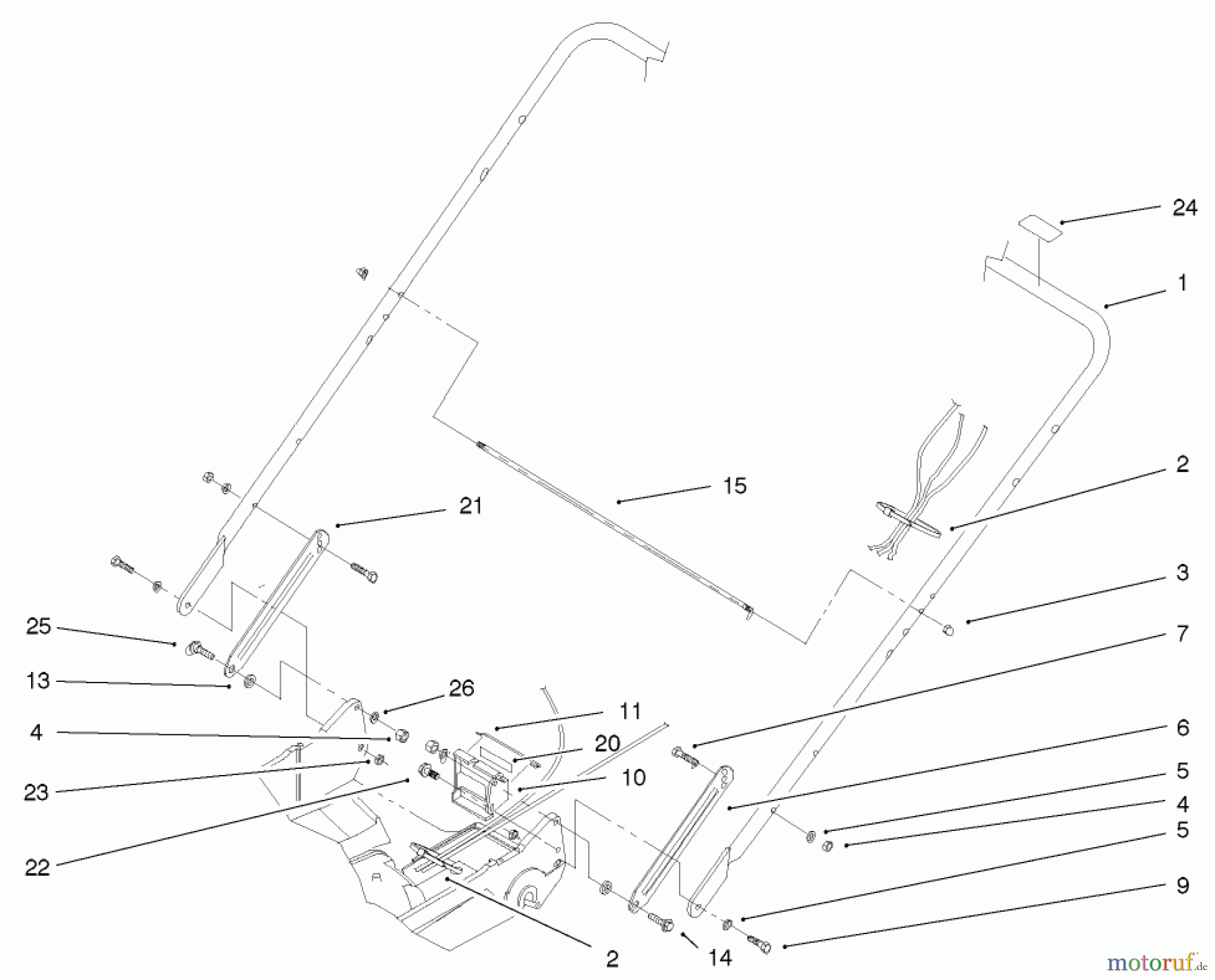  Rasenmäher 22043 - Toro Recycler Mower (SN: 220000001 - 220999999) (2002) HANDLE AND HANDLE LATCH ASSEMBLY