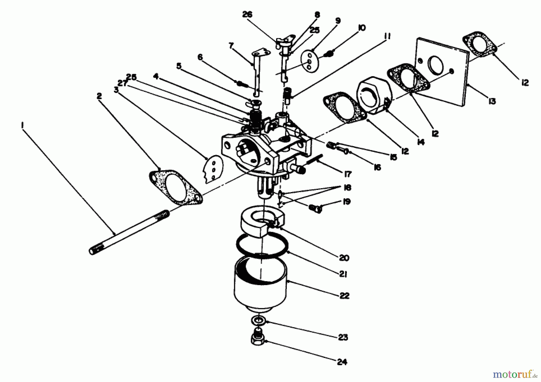  Rasenmäher 22043 - Toro Walk-Behind Mower (SN: 2000001 - 2999999) (1992) CARBURETOR ASSEMBLY (MODEL NO. 47PM1-7)