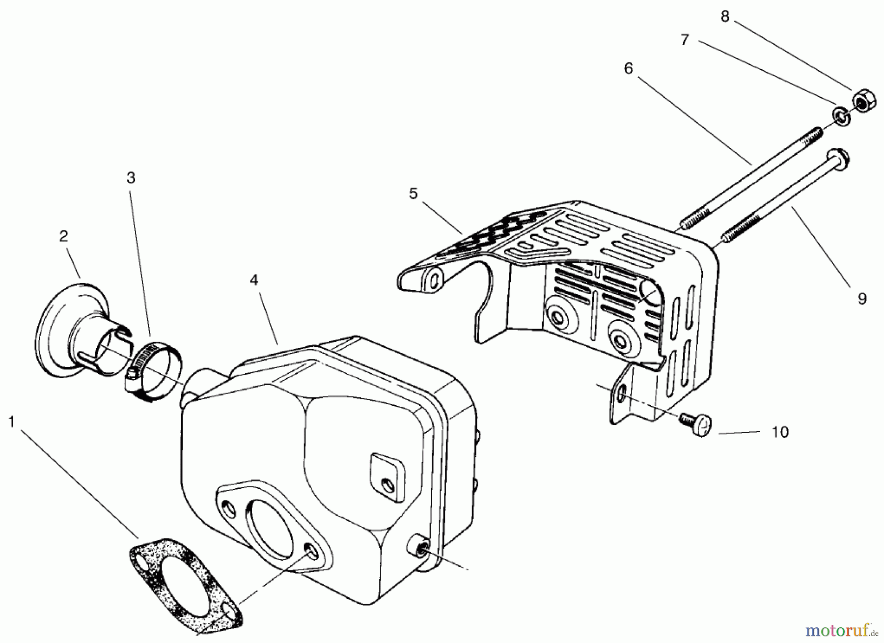  Rasenmäher 22043 - Toro Walk-Behind Mower (SN: 7900001 - 7999999) (1997) MUFFLER ASSEMBLY (MODEL NO. 47PS5-3)(SERIAL NO. 6900001-7901902)(MODEL NO. 47PT7-3)(SERIAL NO. 7901903 & UP)