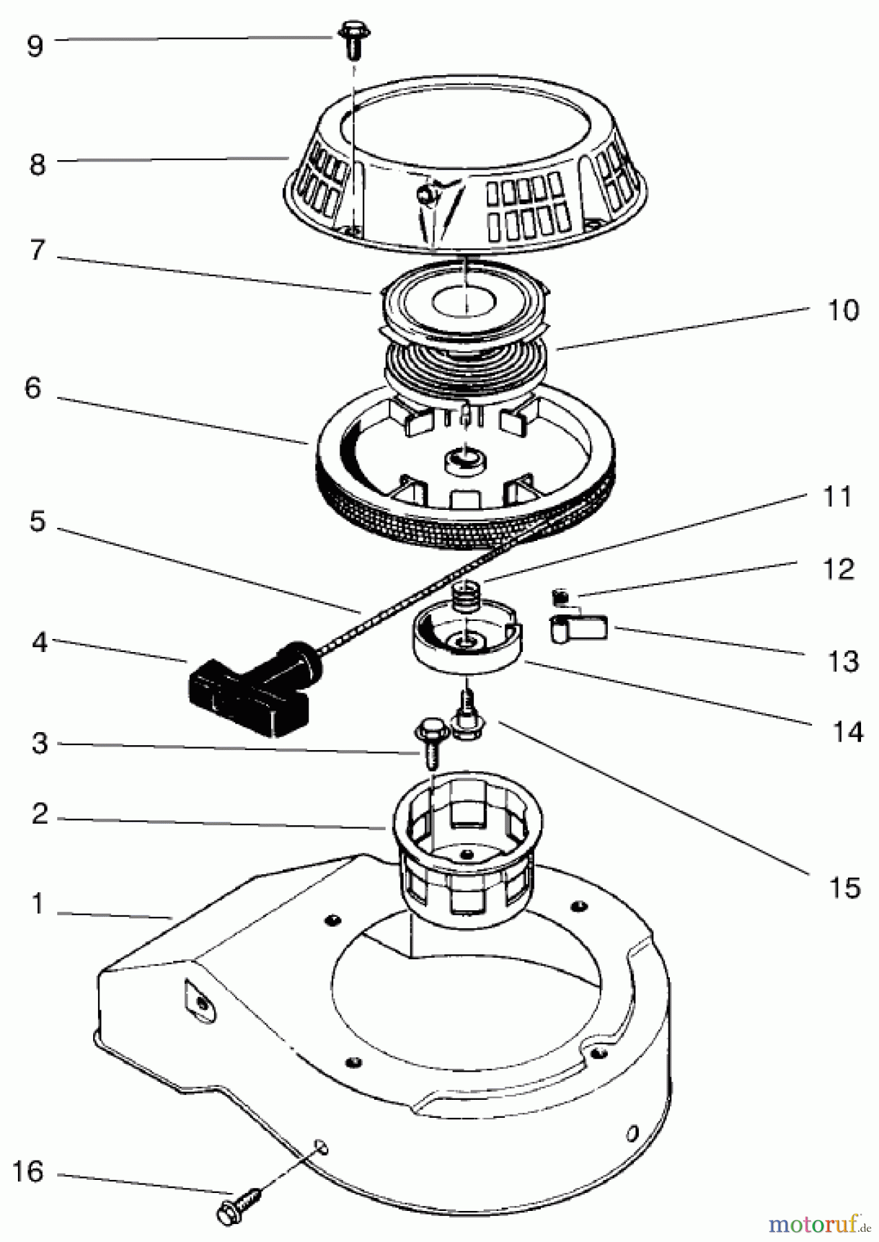  Rasenmäher 22043 - Toro Walk-Behind Mower (SN: 7900001 - 7999999) (1997) RECOIL ASSEMBLY (MODEL NO. 47PS5-3)(SERIAL NO. 6900001-7901902)(MODEL NO. 47PT7-3)(SERIAL NO. 7901903 & UP)