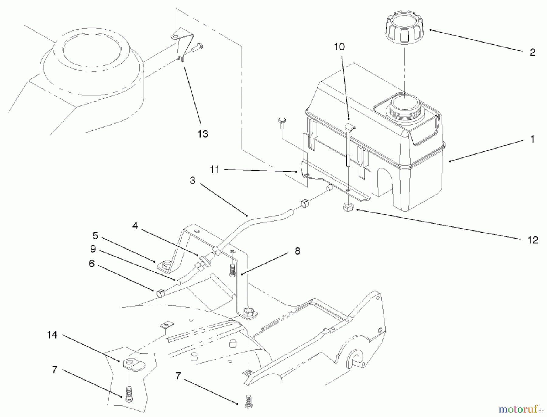  Rasenmäher 22045 - Toro 53cm Recycler Mower (SN: 210000001 - 210999999) (2001) FUEL TANK AND BRACKET ASSEMBLY