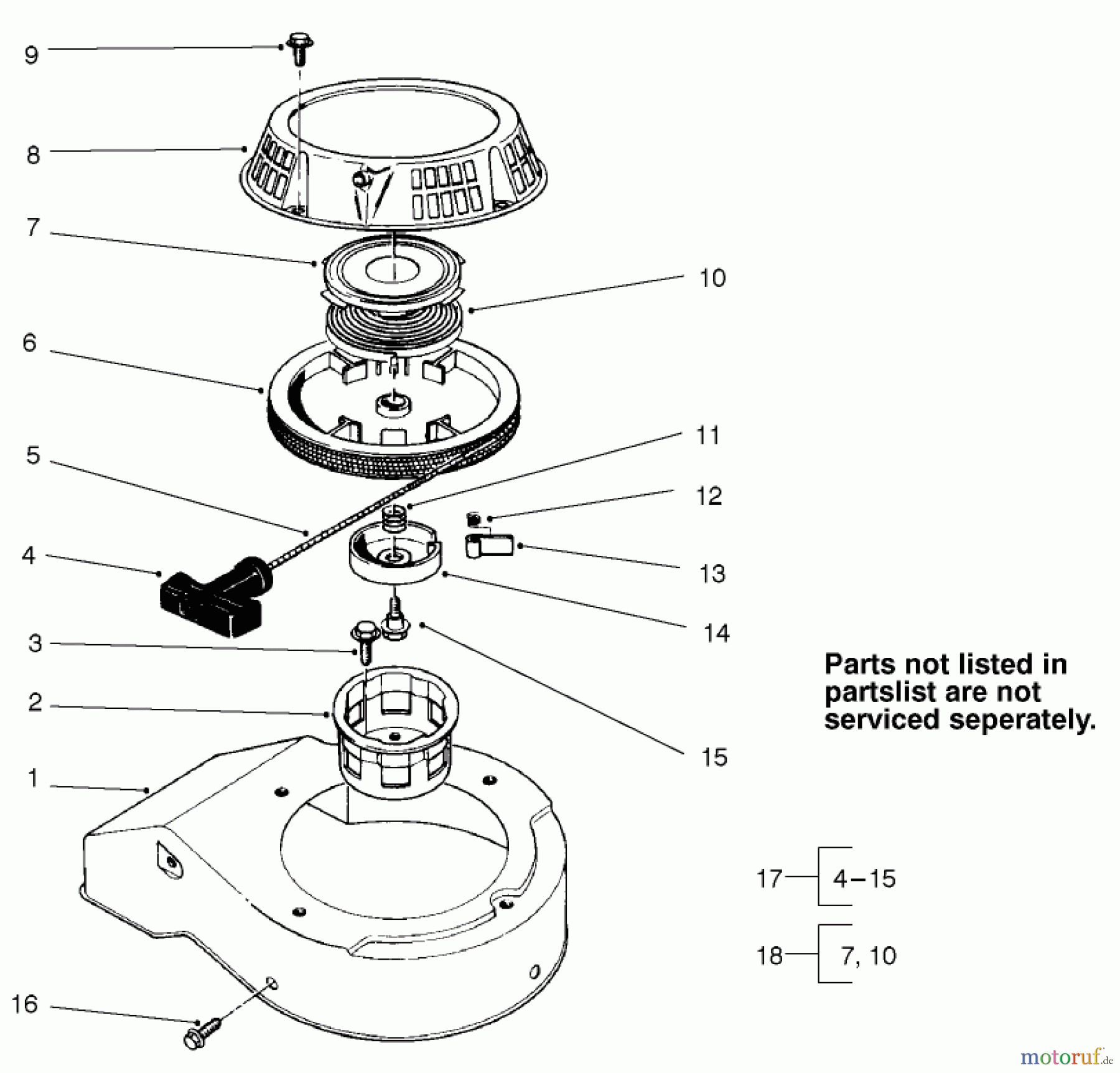  Rasenmäher 22045 - Toro 53cm Recycler Mower (SN: 210000001 - 210999999) (2001) STARTER ASSEMBLY NO. 81-2030