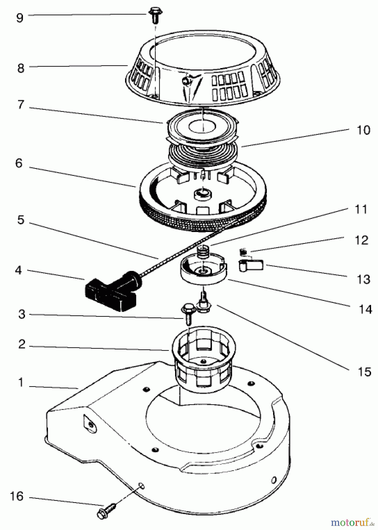  Rasenmäher 22045 - Toro Recycler Mower (SN: 200000001 - 200999999) (2000) RECOIL ASSEMBLY (MODEL NO. 47PV9-7)