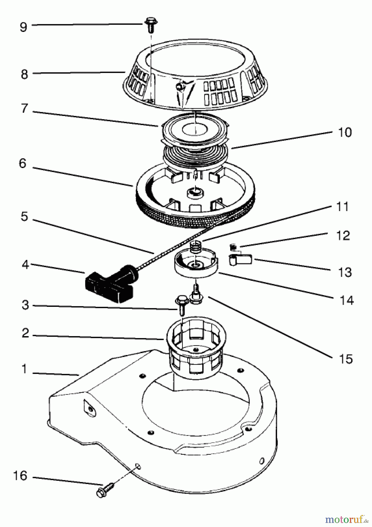  Rasenmäher 22045B - Toro Walk-Behind Mower (SN: 6900001 - 6999999) (1996) RECOIL ASSEMBLY (MODEL NO. 47PS5-7)(MODEL NO. 22045B)(MODEL NO. 47PT6-7)(MODEL NO. 22045)