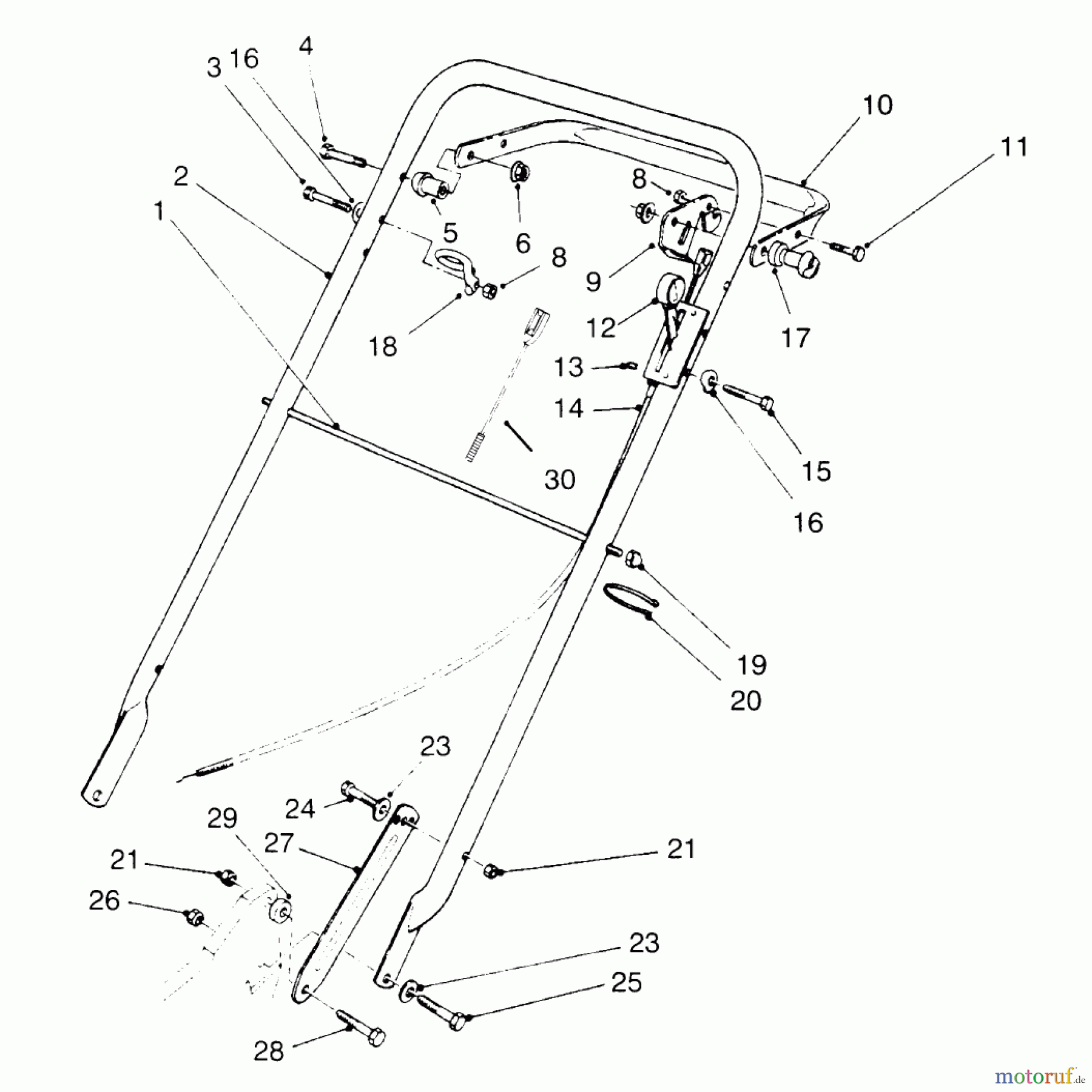  Rasenmäher 22145 - Toro Walk-Behind Mower (SN: 69000001 - 69999999) (1996) HANDLE ASSEMBLY