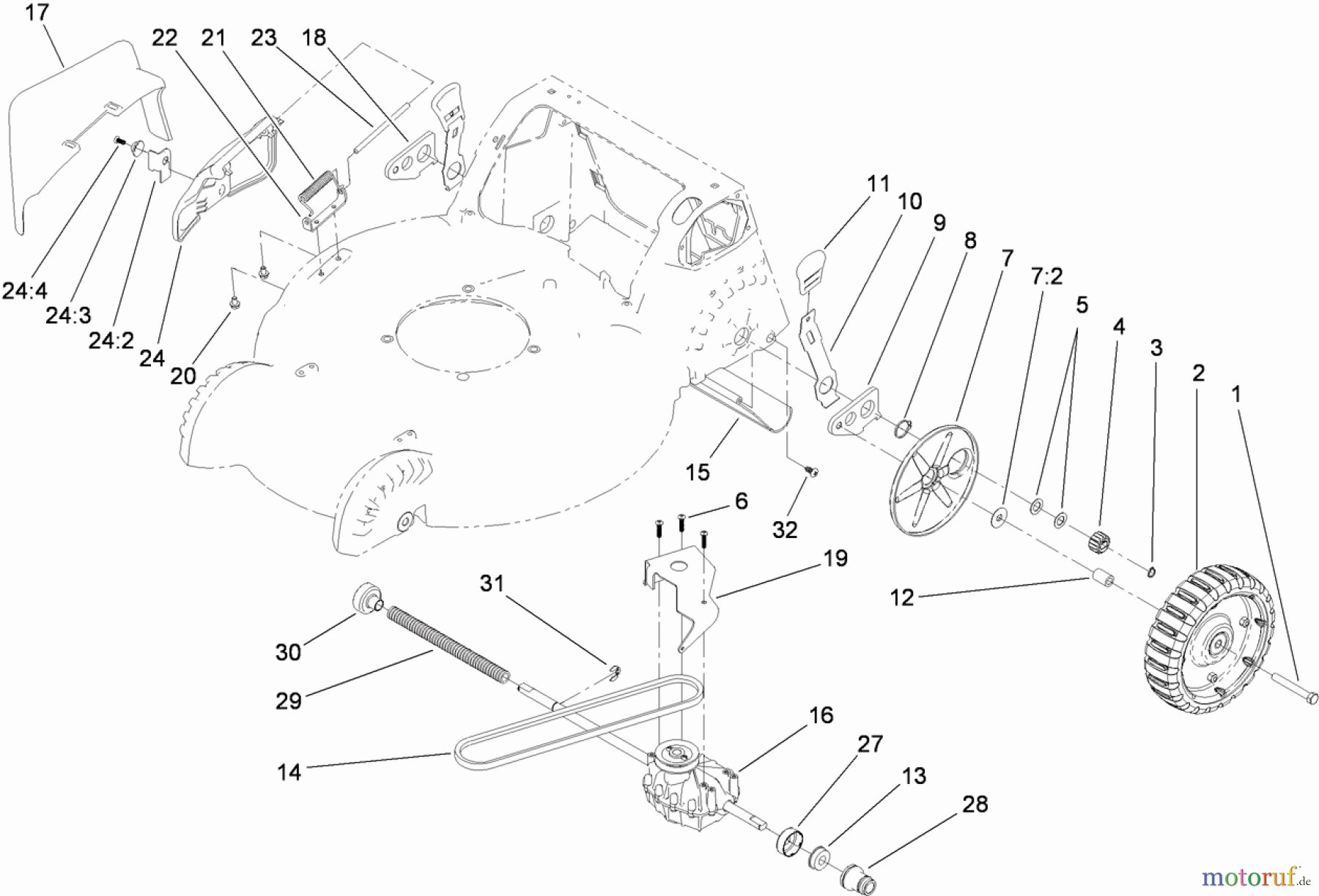  Rasenmäher 22156TE - Toro Commercial 53cm Lawn Mower (SN: 310001001 - 310999999) (2010) DISHARGE DOOR AND REAR WHEEL ASSEMBLY