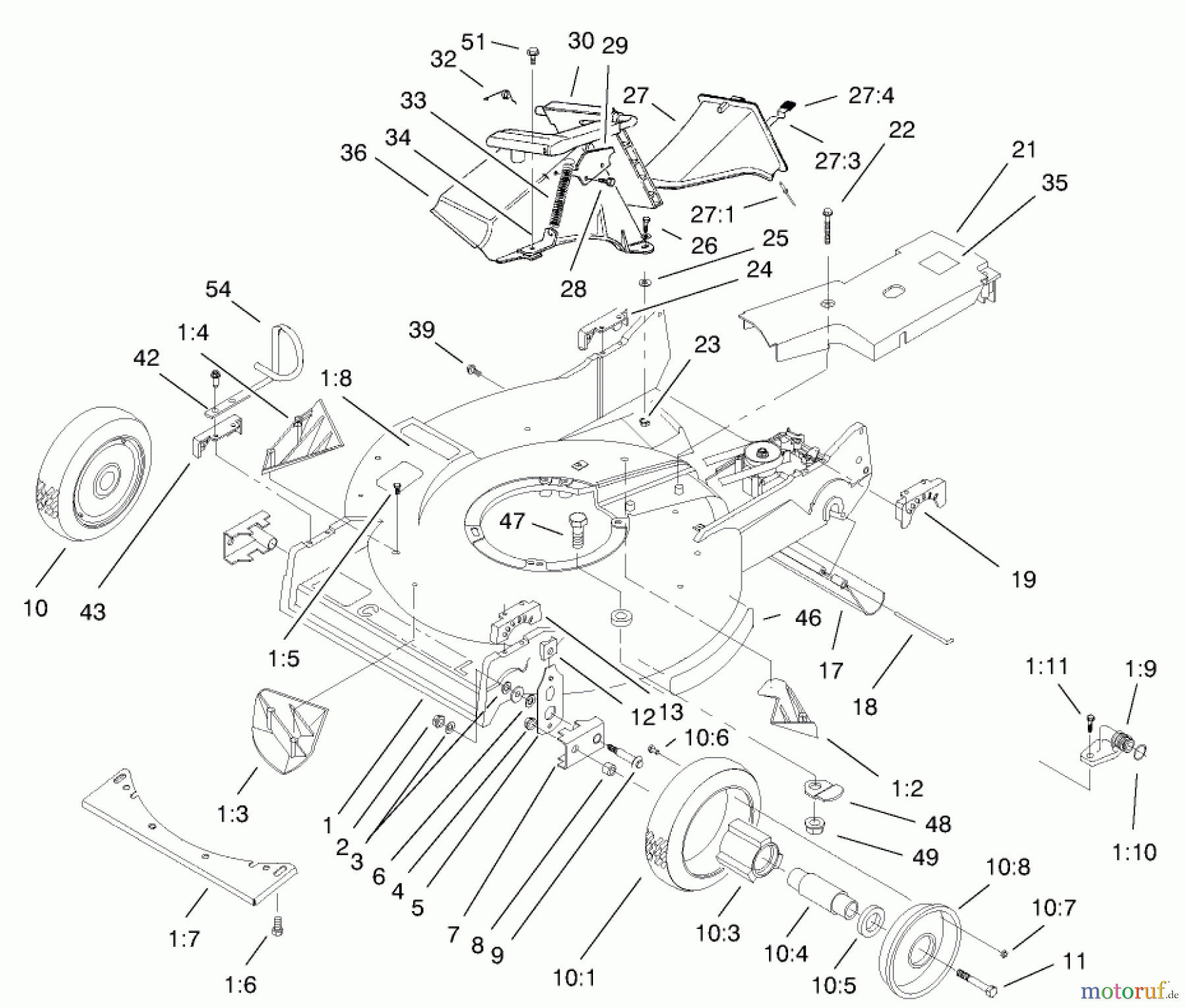  Rasenmäher 22157 - Toro 53cm Recycler/Rear-Bagger Mower (SN: 9900001 - 9999999) (1999) HOUSING ASSEMBLY