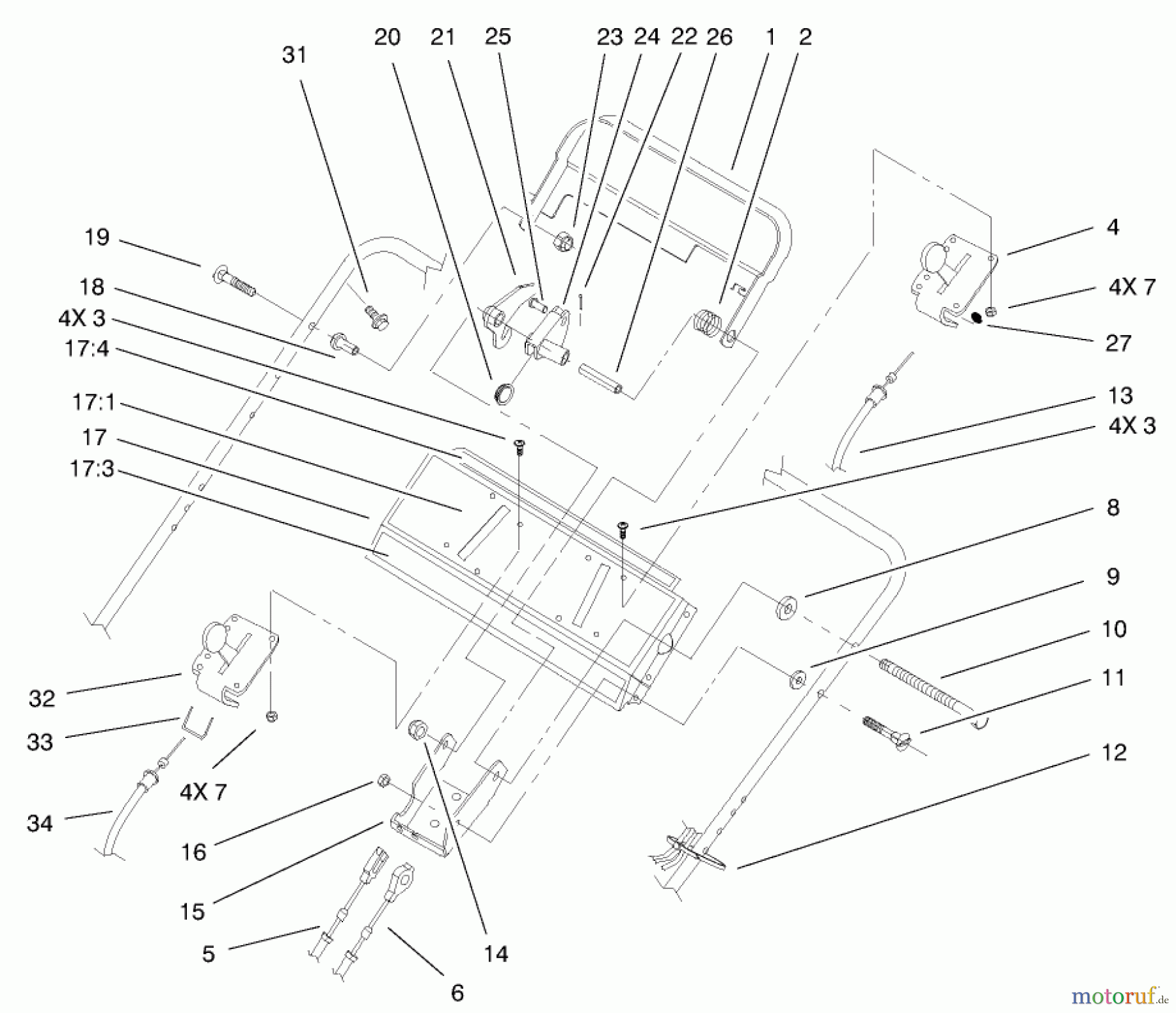  Rasenmäher 22157 - Toro 53cm Recycler/Rear-Bagger Mower (SN: 230000001 - 230999999) (2003) HANDLE CONTROL ASSEMBLY