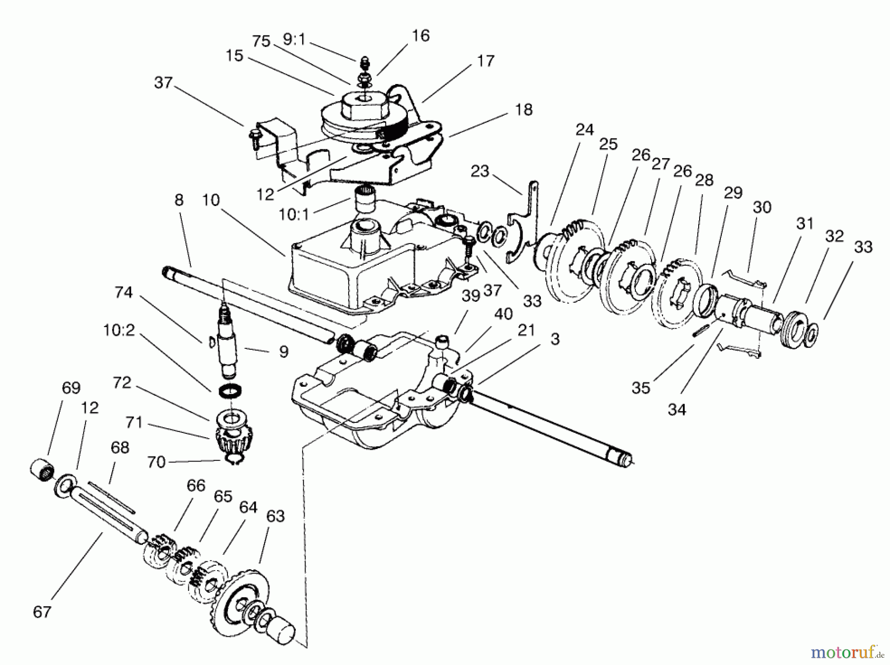  Rasenmäher 22157 - Toro 53cm Recycler/Rear-Bagger Mower (SN: 8900001 - 8999999) (1998) GEAR CASE ASSEMBLY