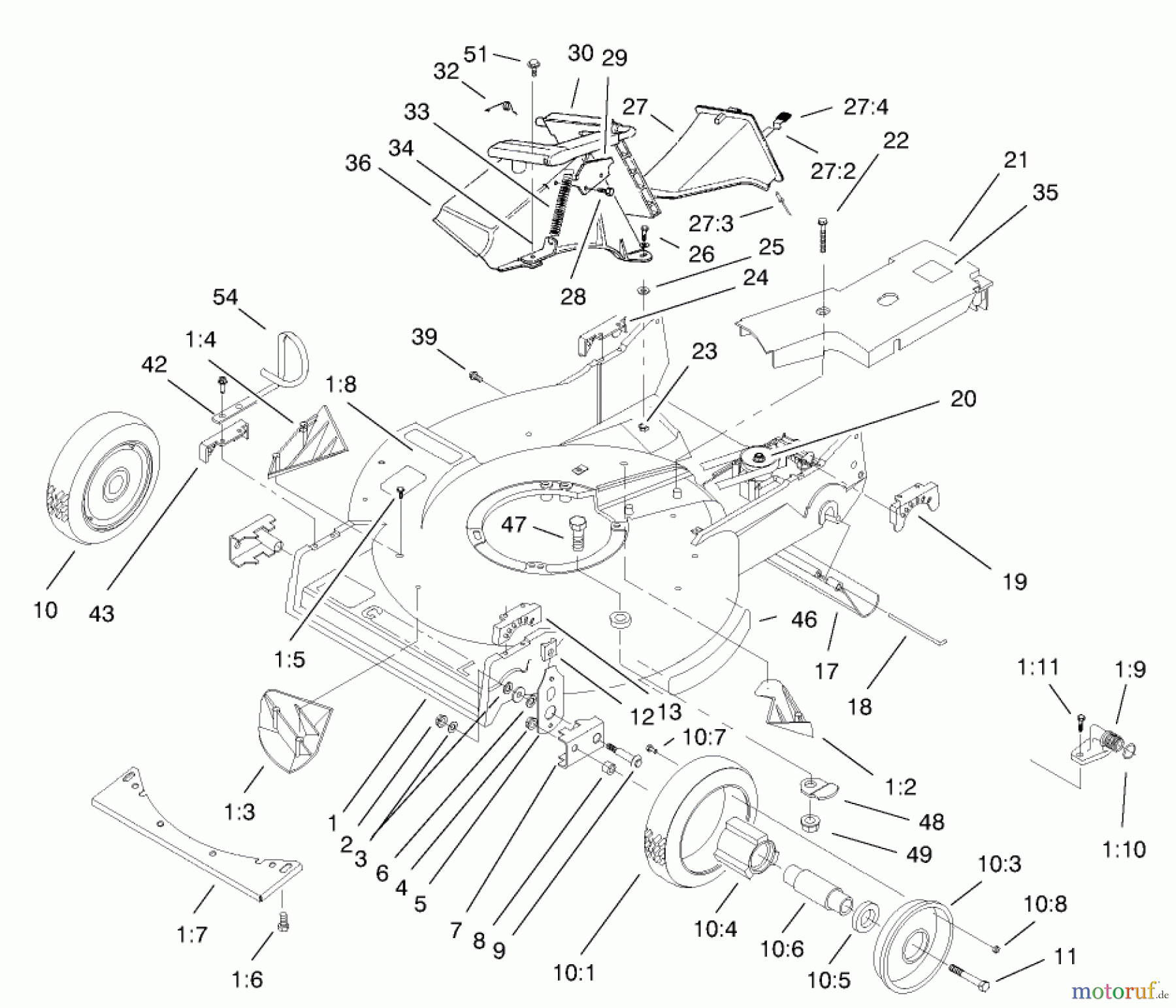  Rasenmäher 22157 - Toro 53cm Recycler/Rear-Bagger Mower (SN: 8900001 - 8999999) (1998) HOUSING ASSEMBLY